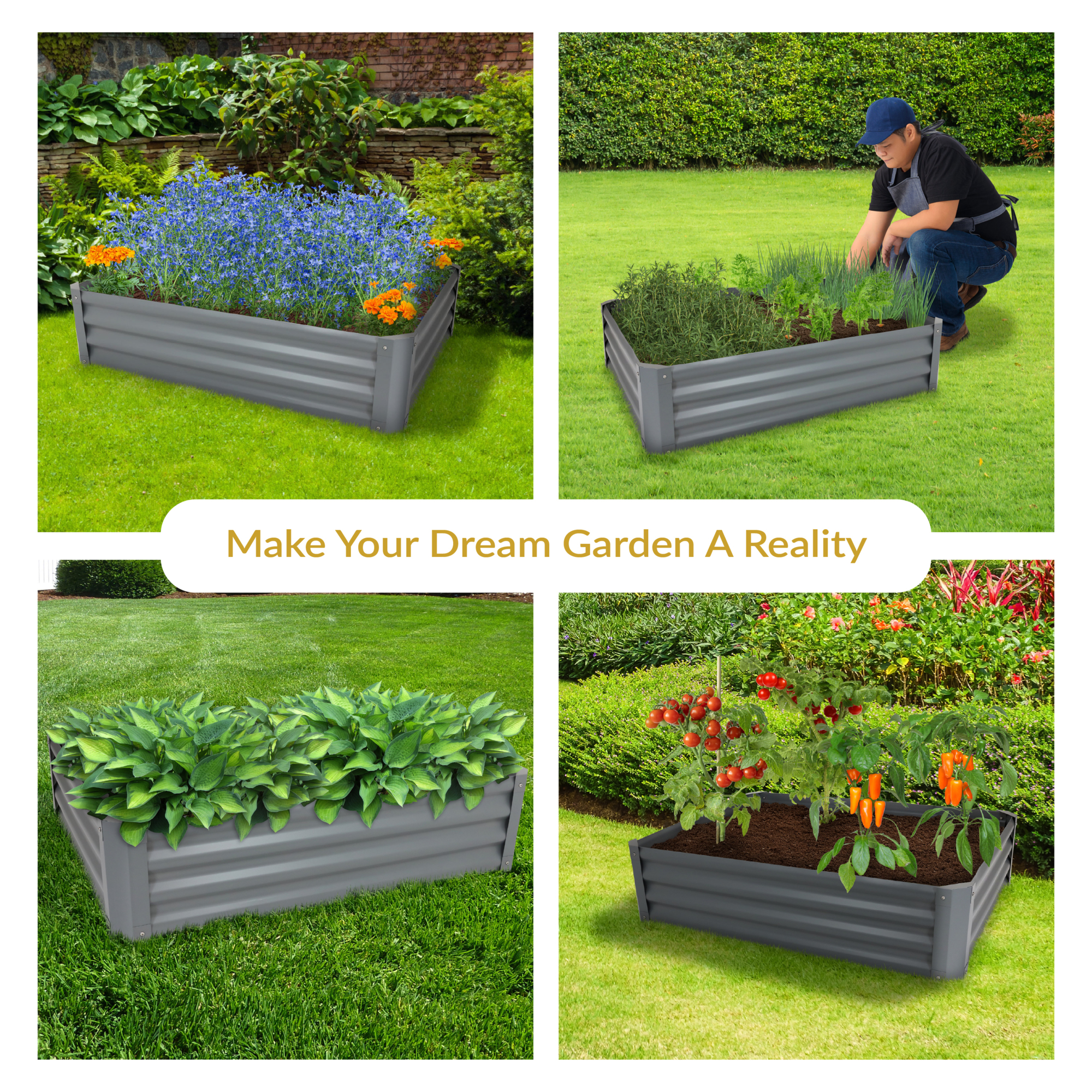 Sunnydaze Decor, Rectangle Raised Garden Bed, Material Steel, Model ...