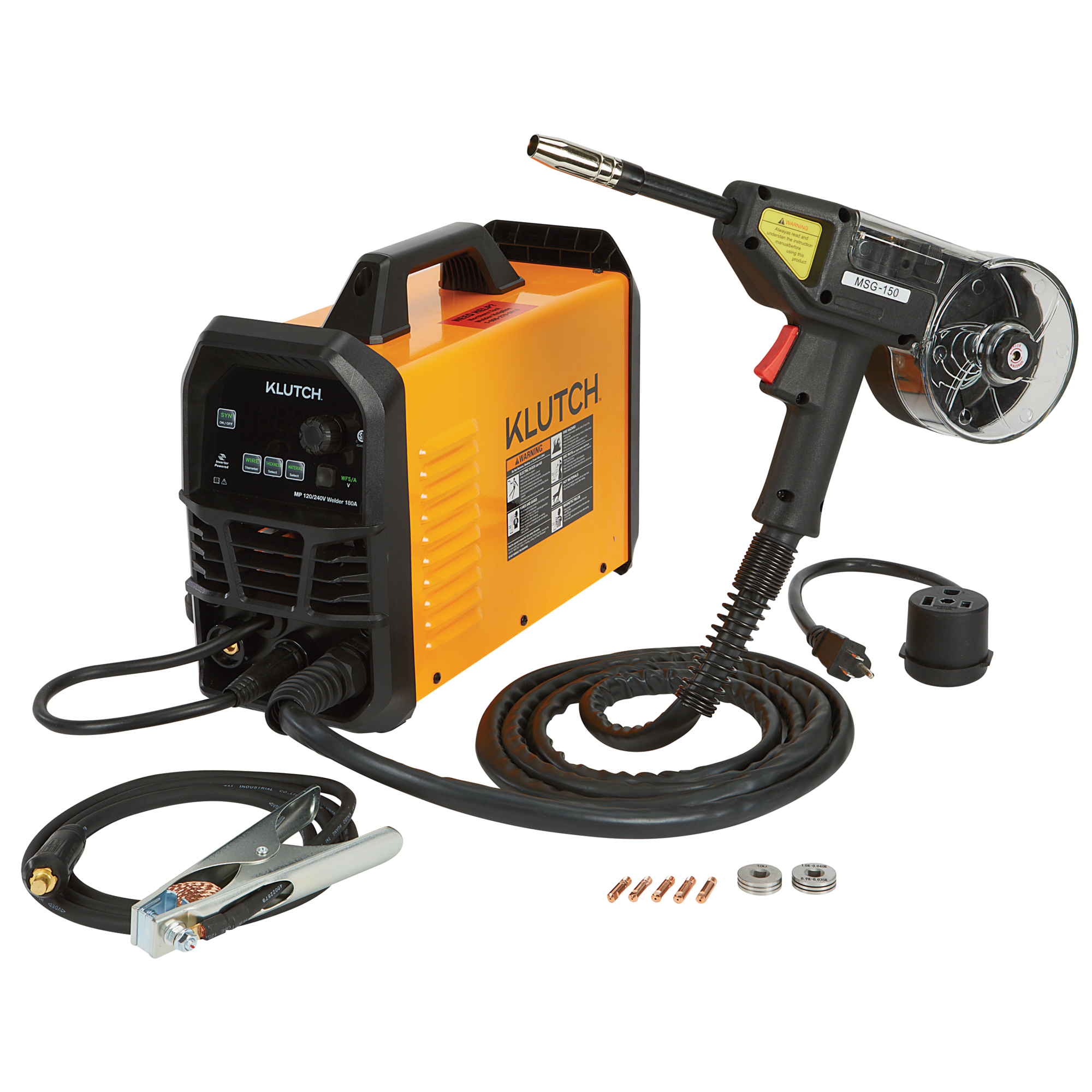 Klutch 200 Amp Dual-Voltage MIG/Flux Core Welder with Spool Gun ...