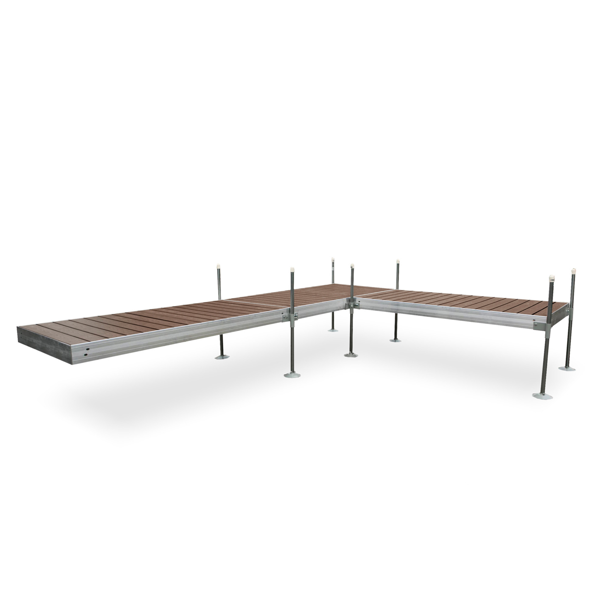 Tommy Docks, 16ft. L-Shaped Alum PVC Brown, Length 96 in, Width 48 in ...