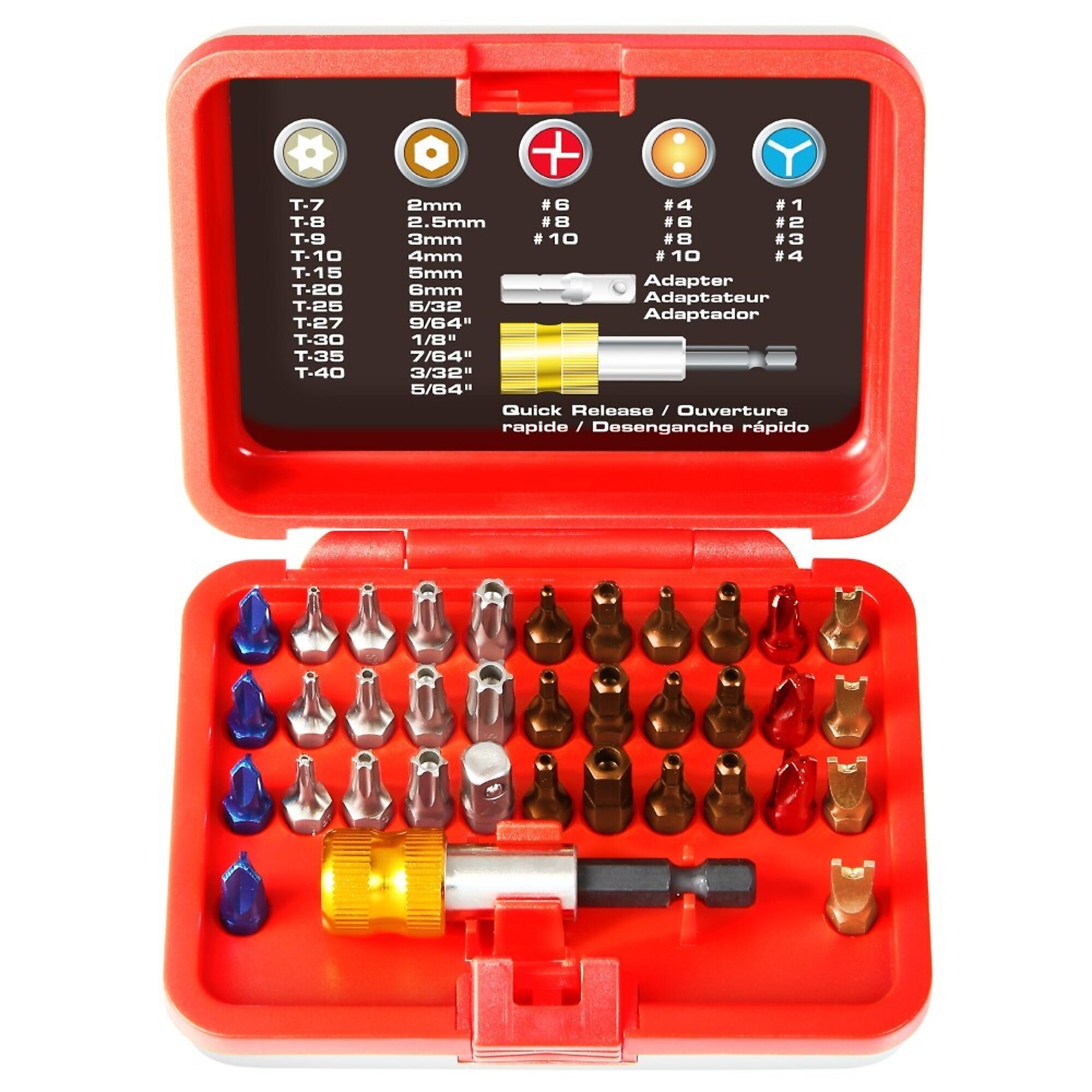 8 Bit Injection Powerbuilt, 36 Piece Colored Bit Set with Injection Case, Model ...