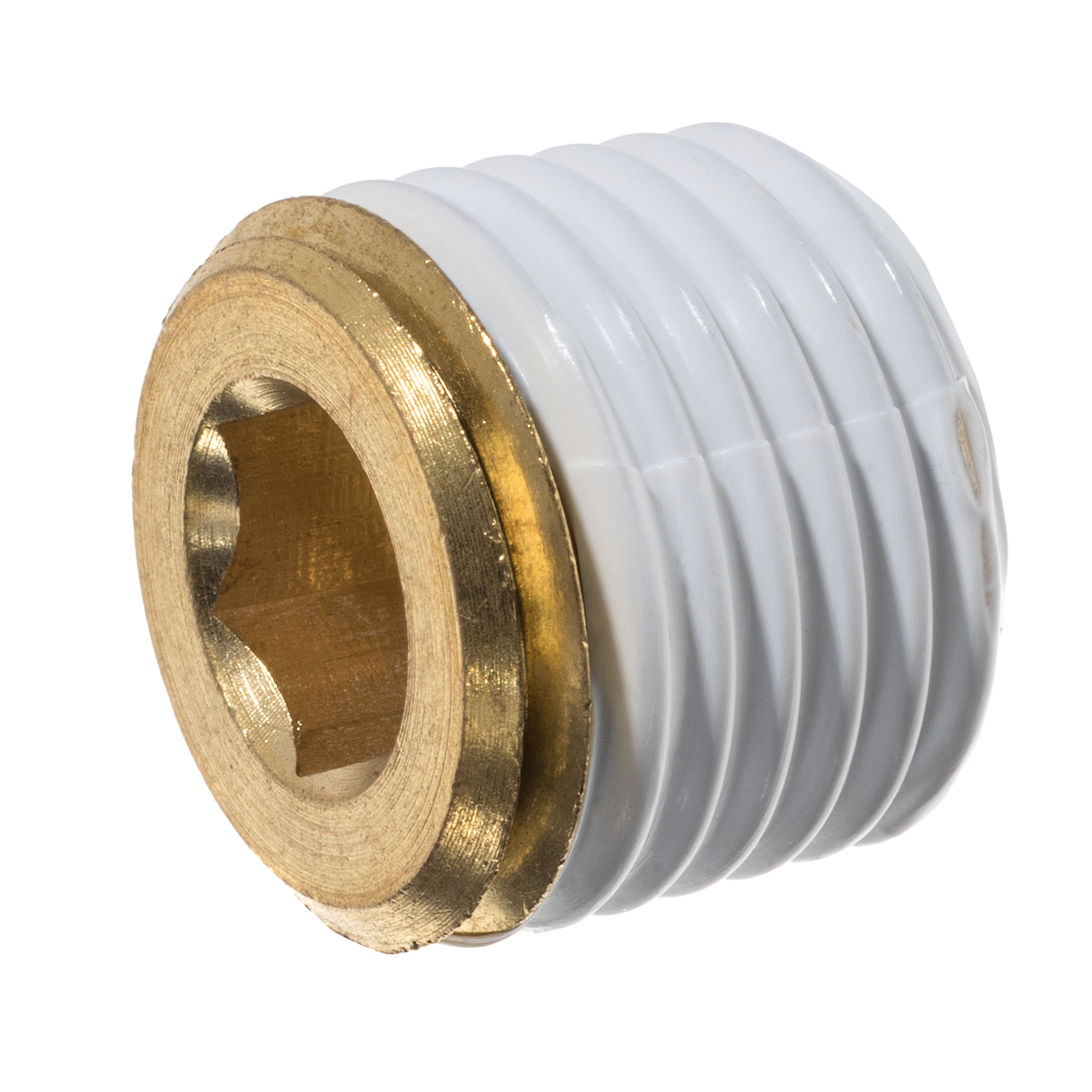 Tee Socket Plug Pipe Fitting w/ Thread Sealant - Brass - Instrumentation - Hex Socket ...