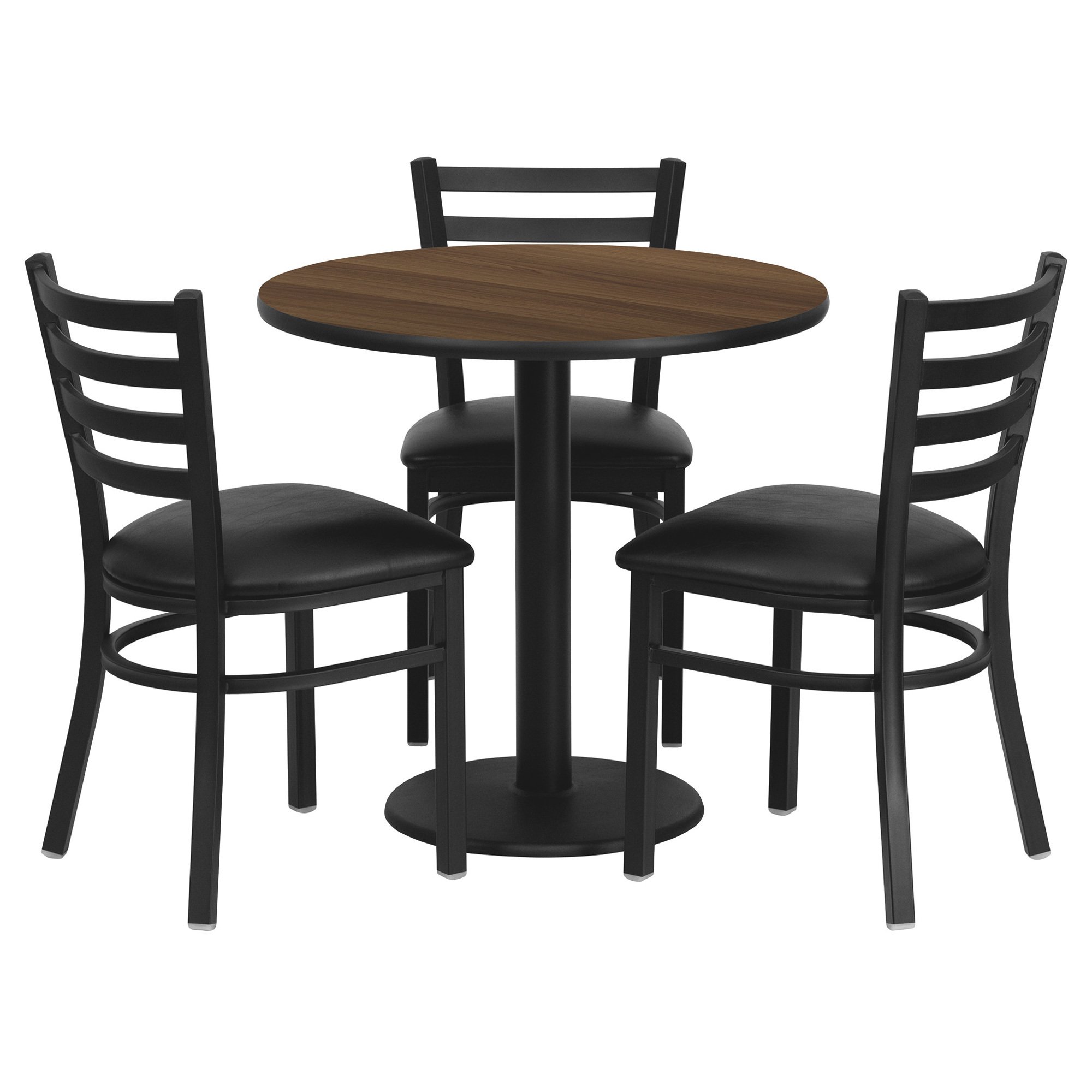 Flash Furniture 30in. Round Table and 3-Pc. Chair Set — Walnut Tabletop ...