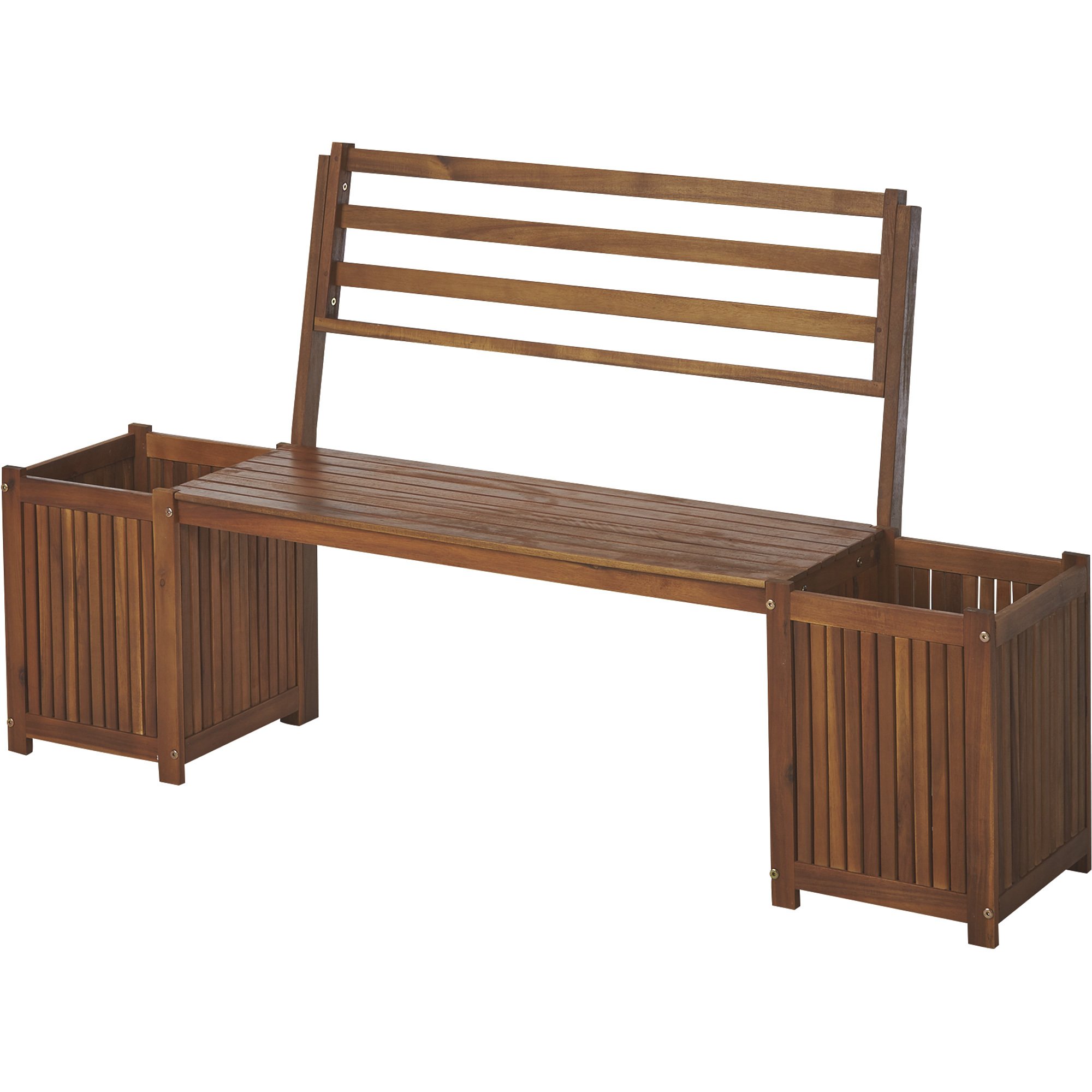 Leigh Country Acacia Wood Planter Park Bench with Backrest — Natural ...