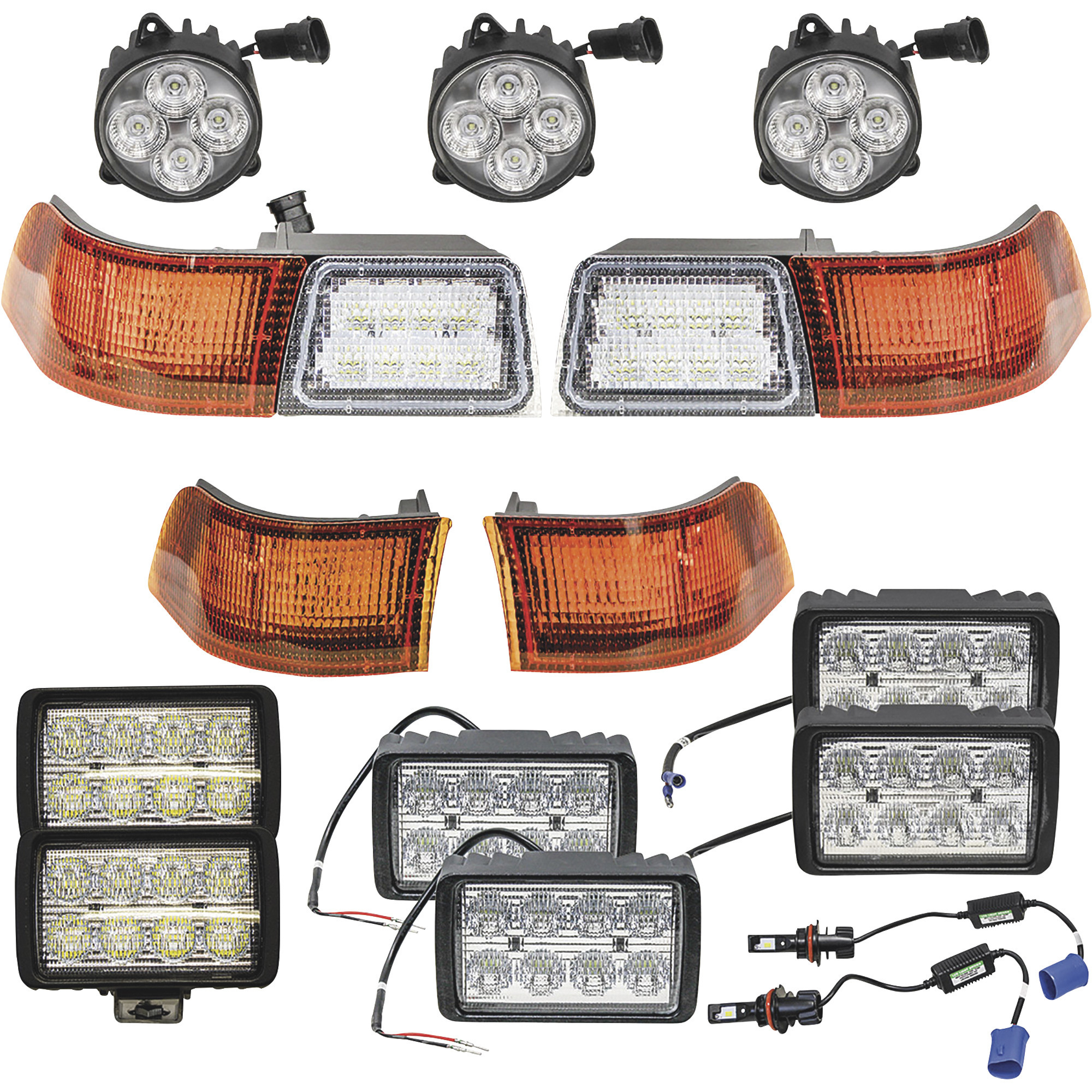 Tiger LED 15-Light Flood and Amber Flashing/Flood Tractor Light Kit ...