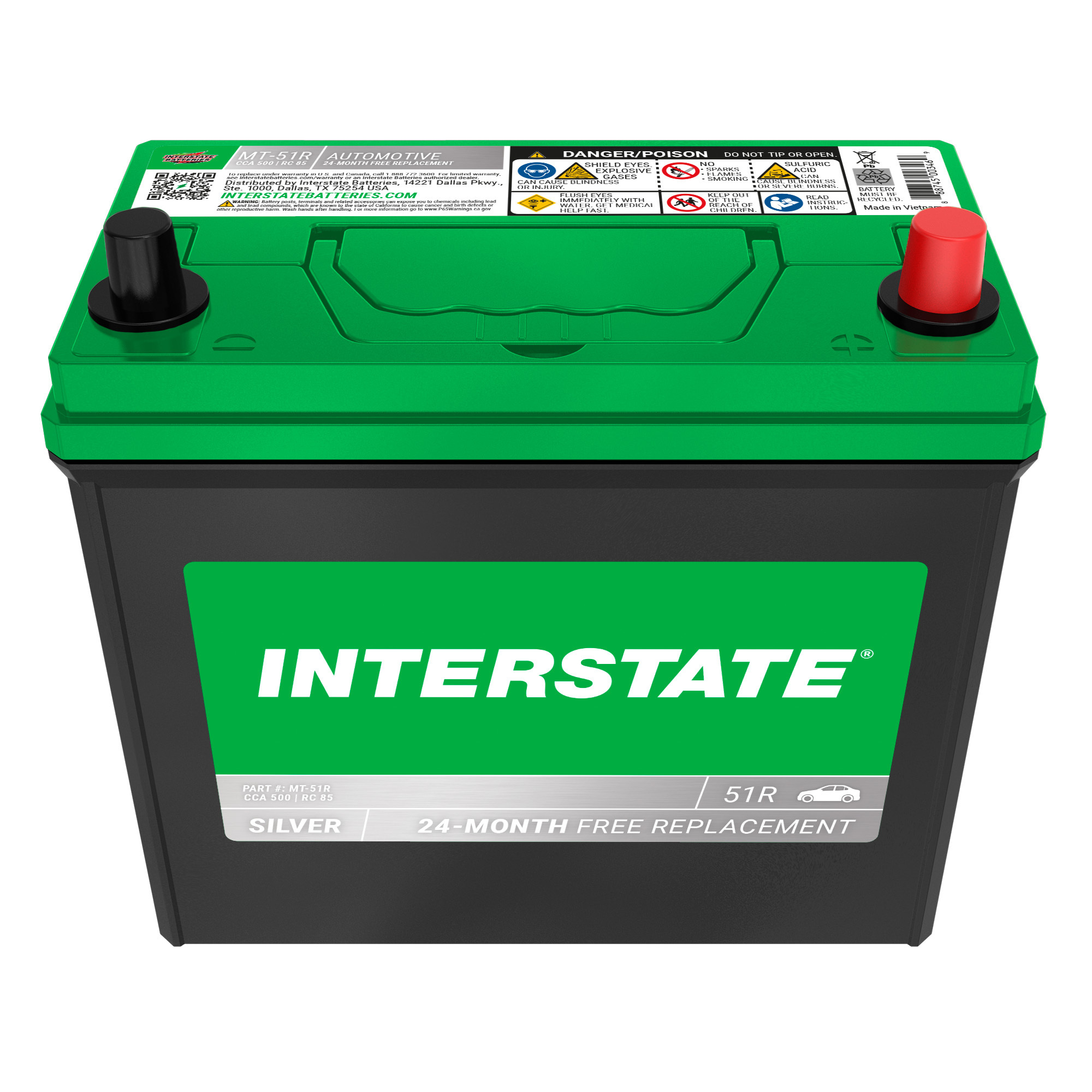 thumbnail image 2 of Rocket 51R Automotive Battery – 12V 490 CCA, Size 51R, 1 Year Warranty 2 of 4