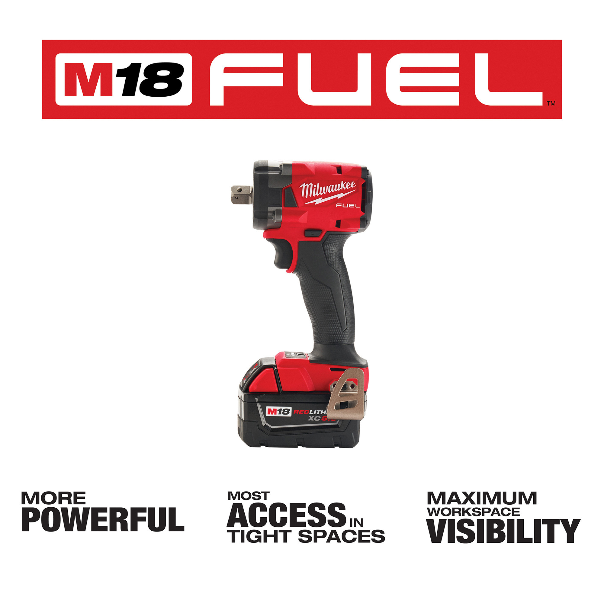 Milwaukee M18 FUEL Compact Impact Wrench with Pin Detent Kit, 1/2in. Drive, 250