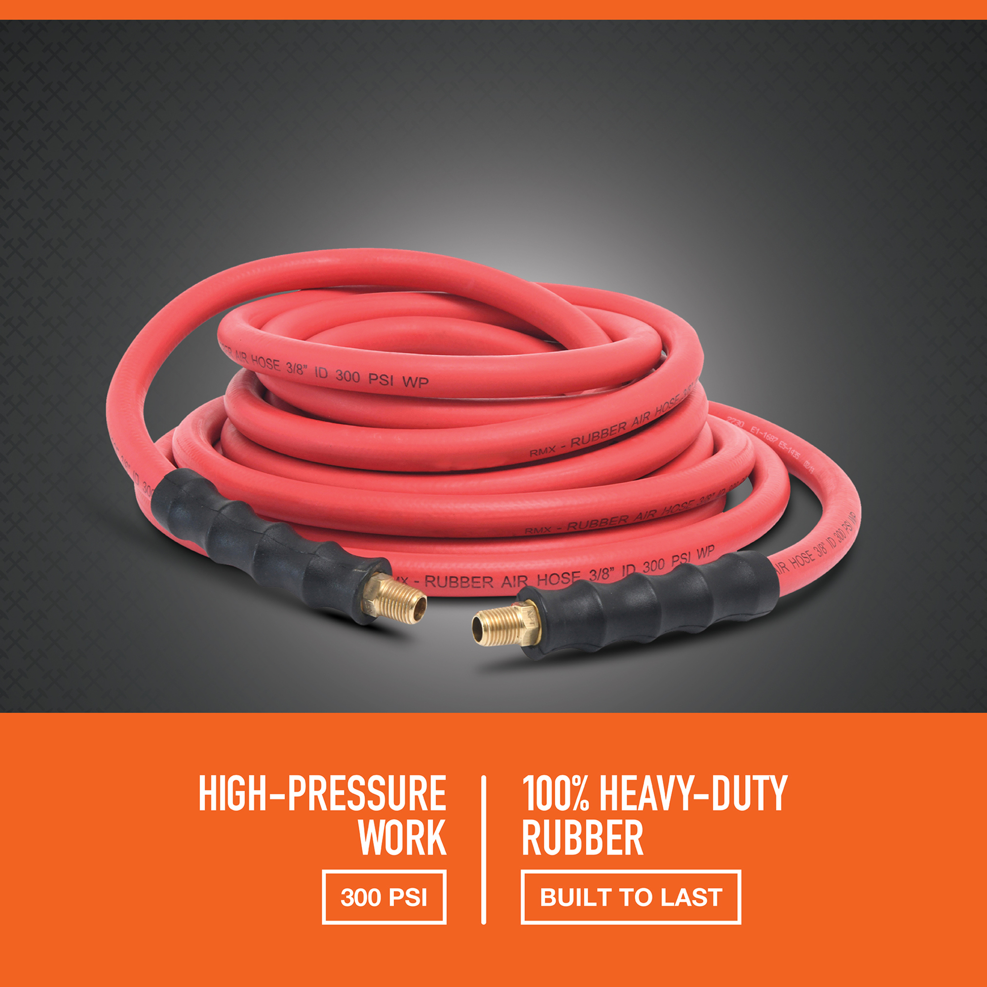 Ironton Rubber Air Hose, 3/8in. x 25ft., 300 PSI