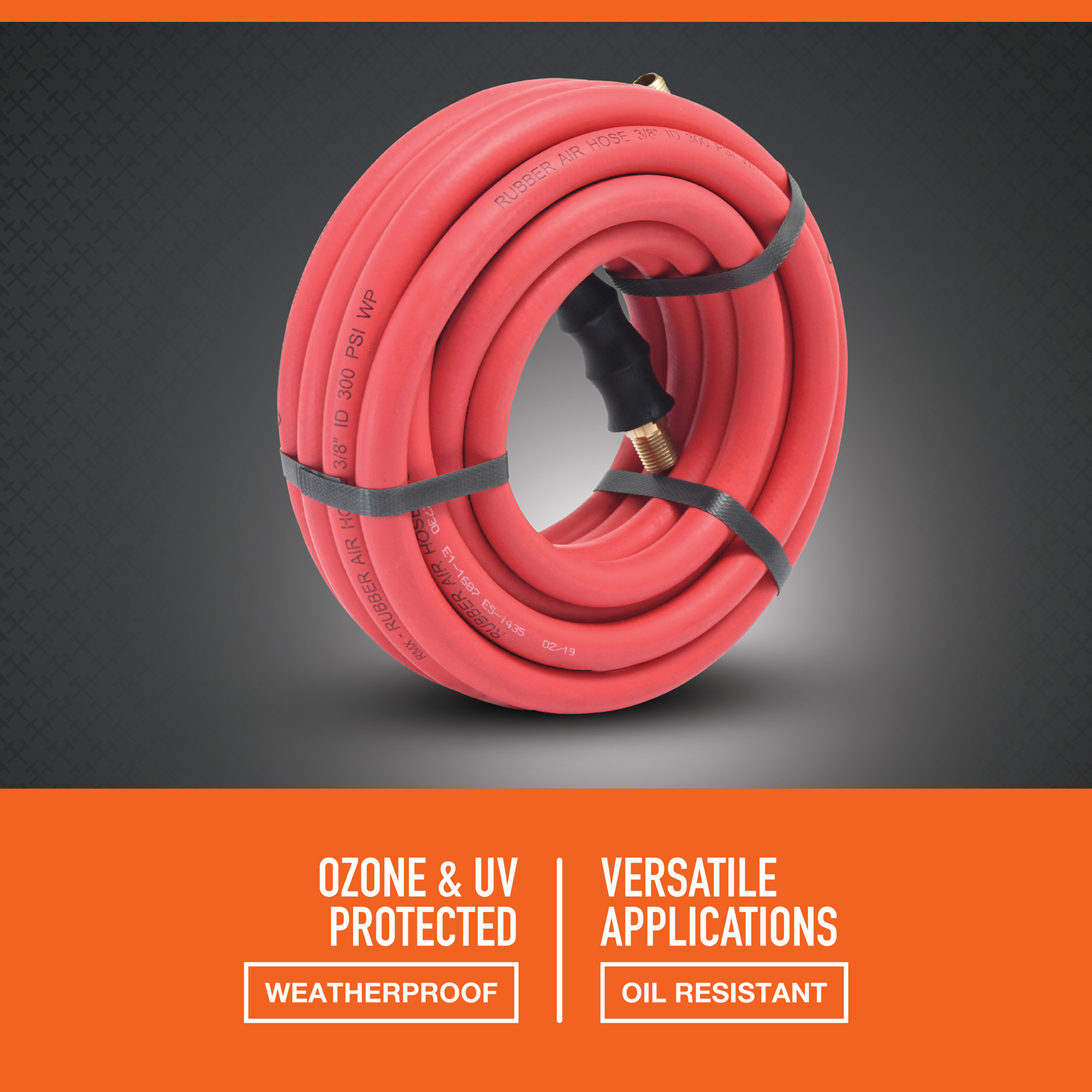 Ironton Rubber Air Hose, 3/8in. x 25ft., 300 PSI