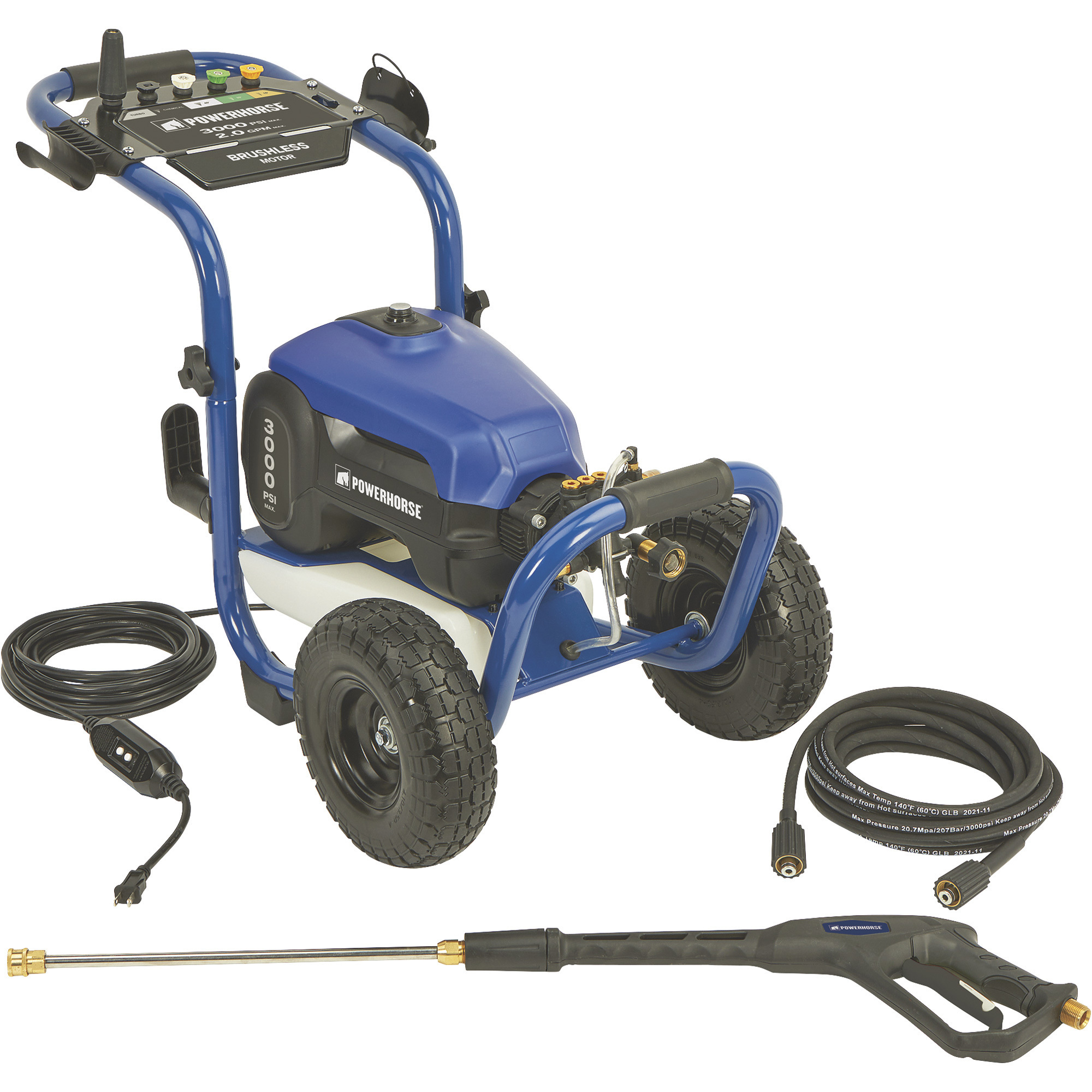 Powerhorse Portable Electric Cold Water Pressure Washer, 3000 PSI, 2.0 GPM,