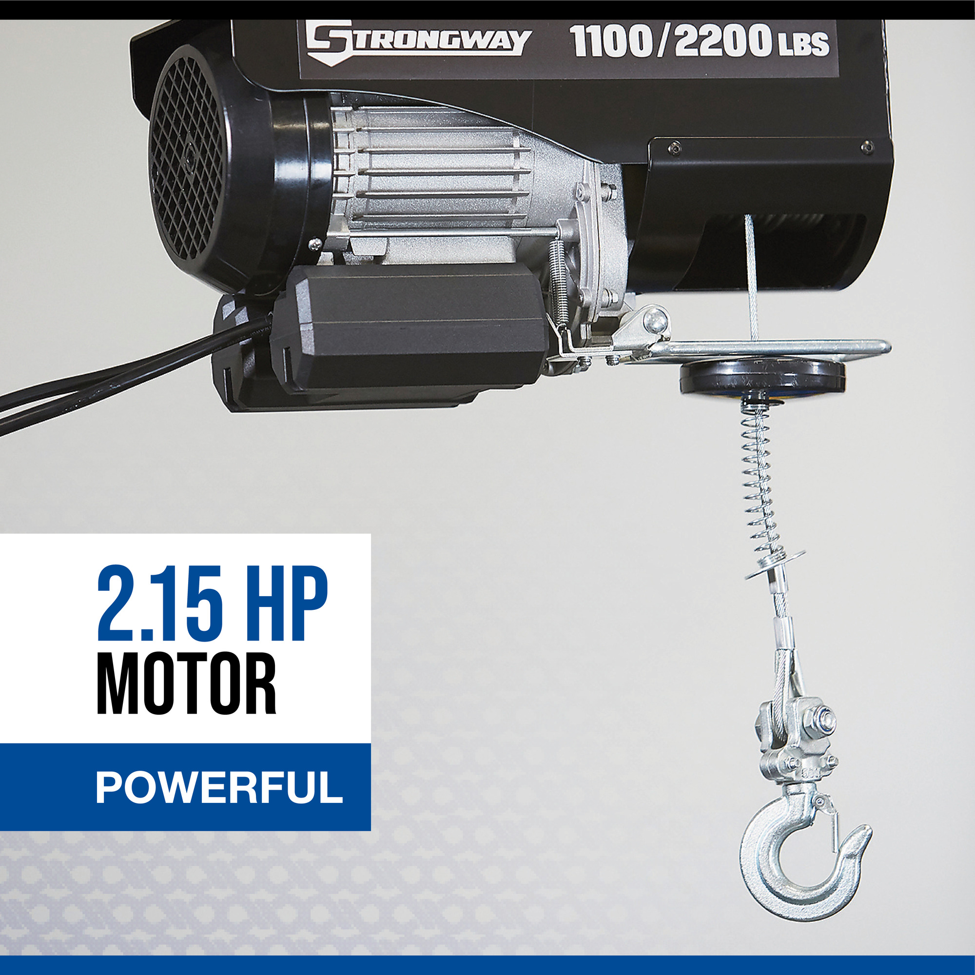 Strongway Electric Cable Hoist, 1100-Lb. Single-Line Capacity/2200-Lb.