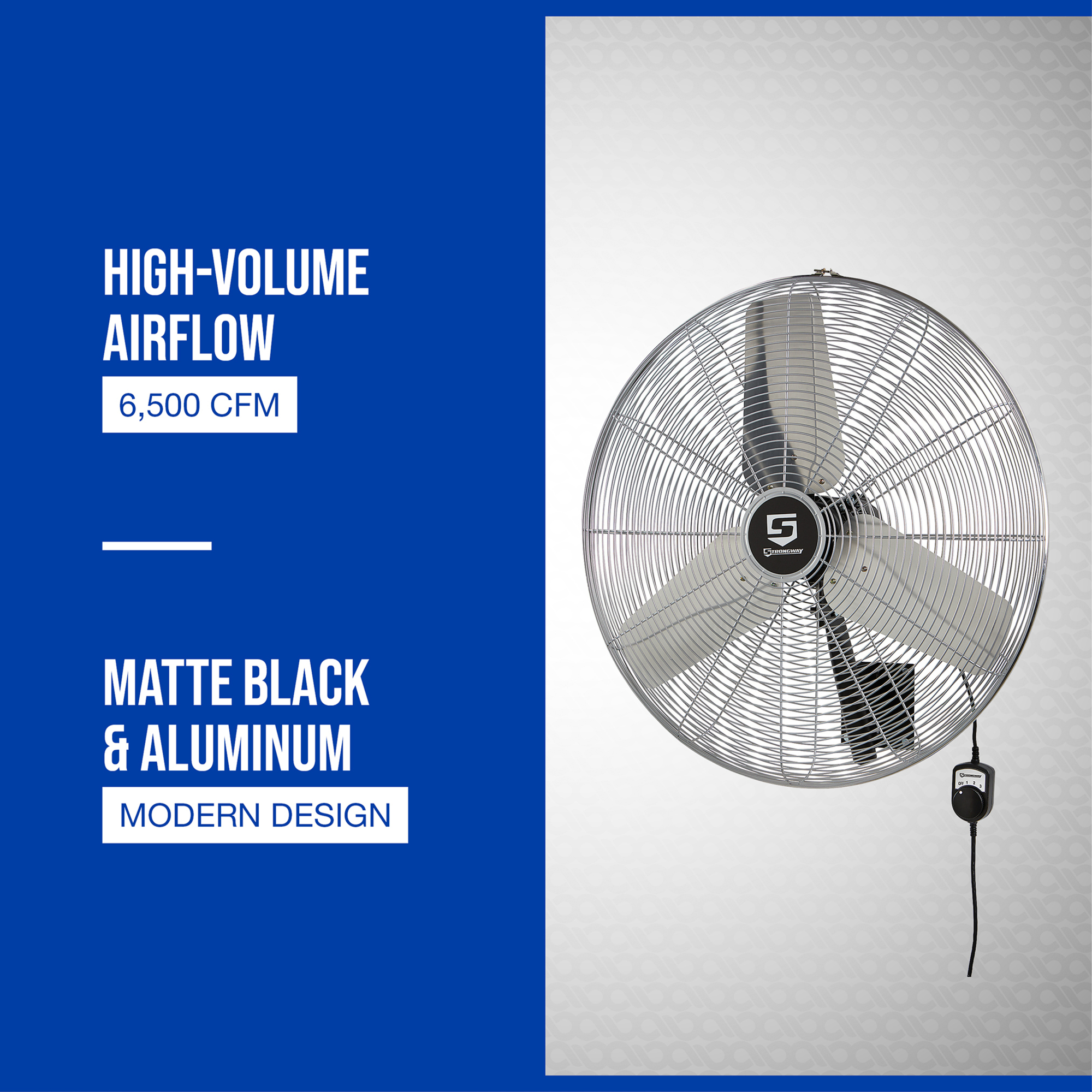 Strongway 30in. Oscillating Wall-Mount Fan, 6500 CFM