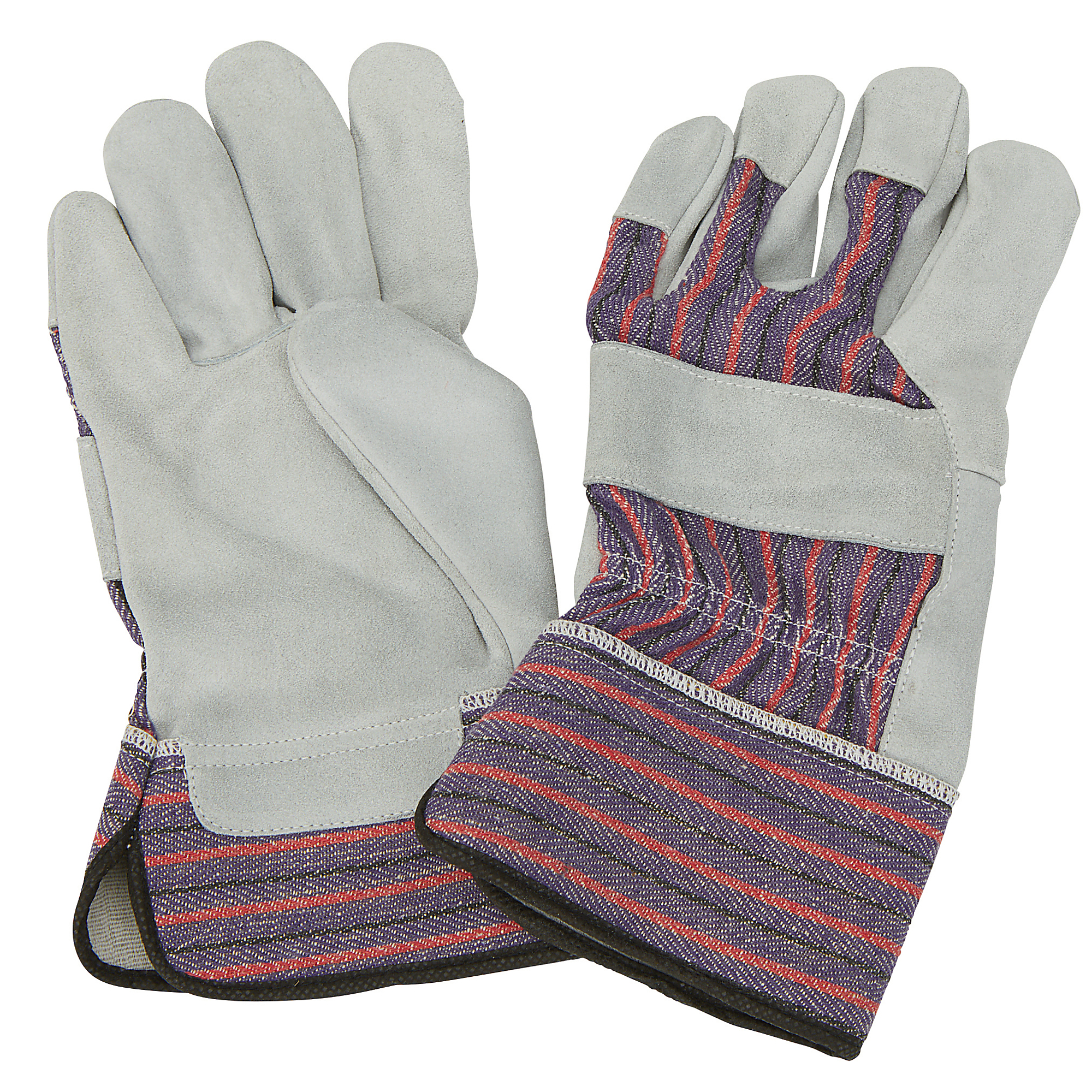 Ironton Work Gloves with Split Cowhide Palm, 1 Pair, Gray, One Size