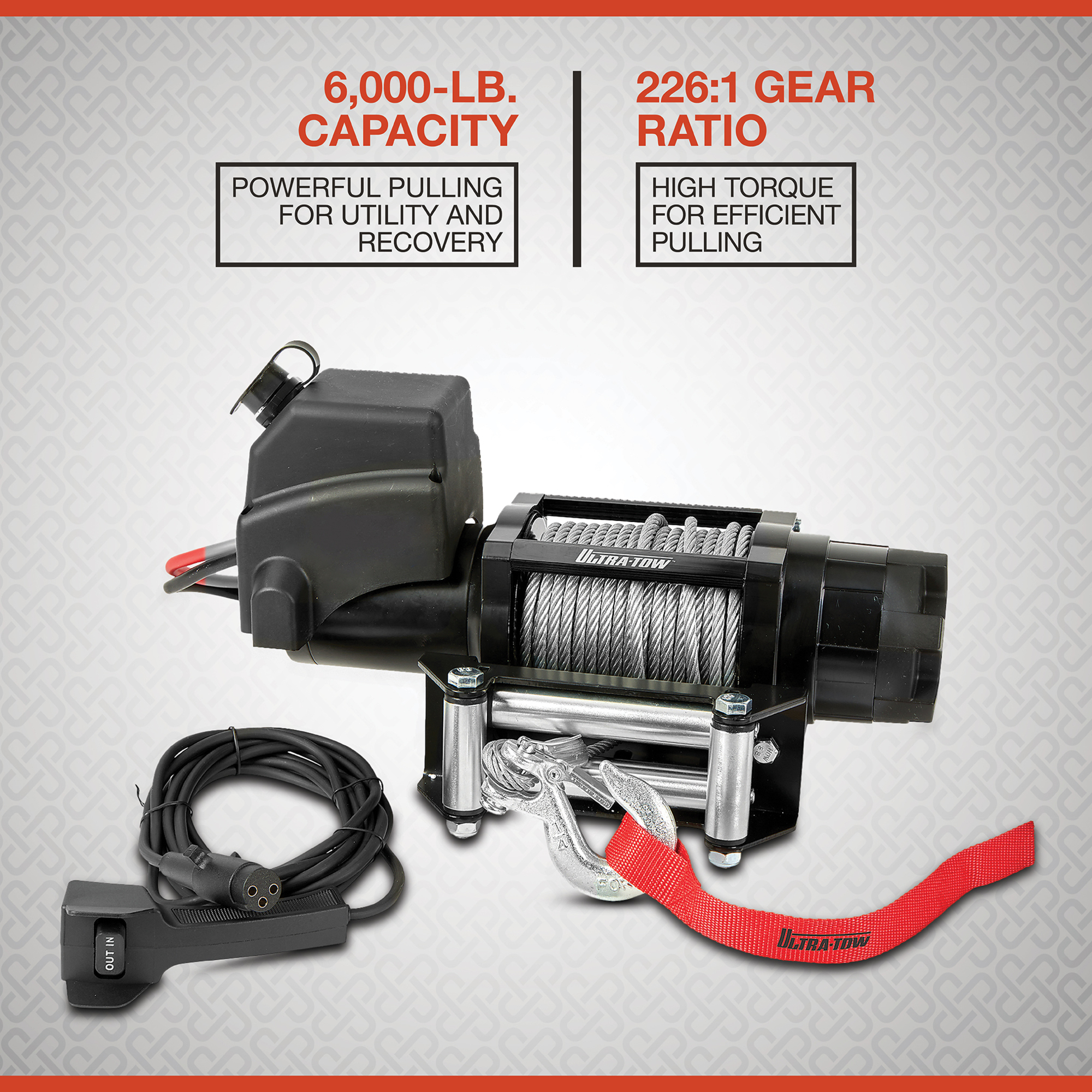 Verricello ATV/UTV Ultra-Tow 12 Volt alimentato a corrente continua, 6000 libbre Capacità, Filo Zincato - Foto 2 di 5