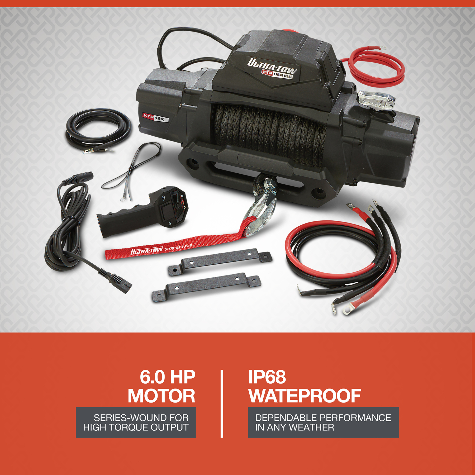 Ultra-Tow XTP 12 Volt Off-Road Vehicle Winch with Synthetic Rope, 12,000-Lb.