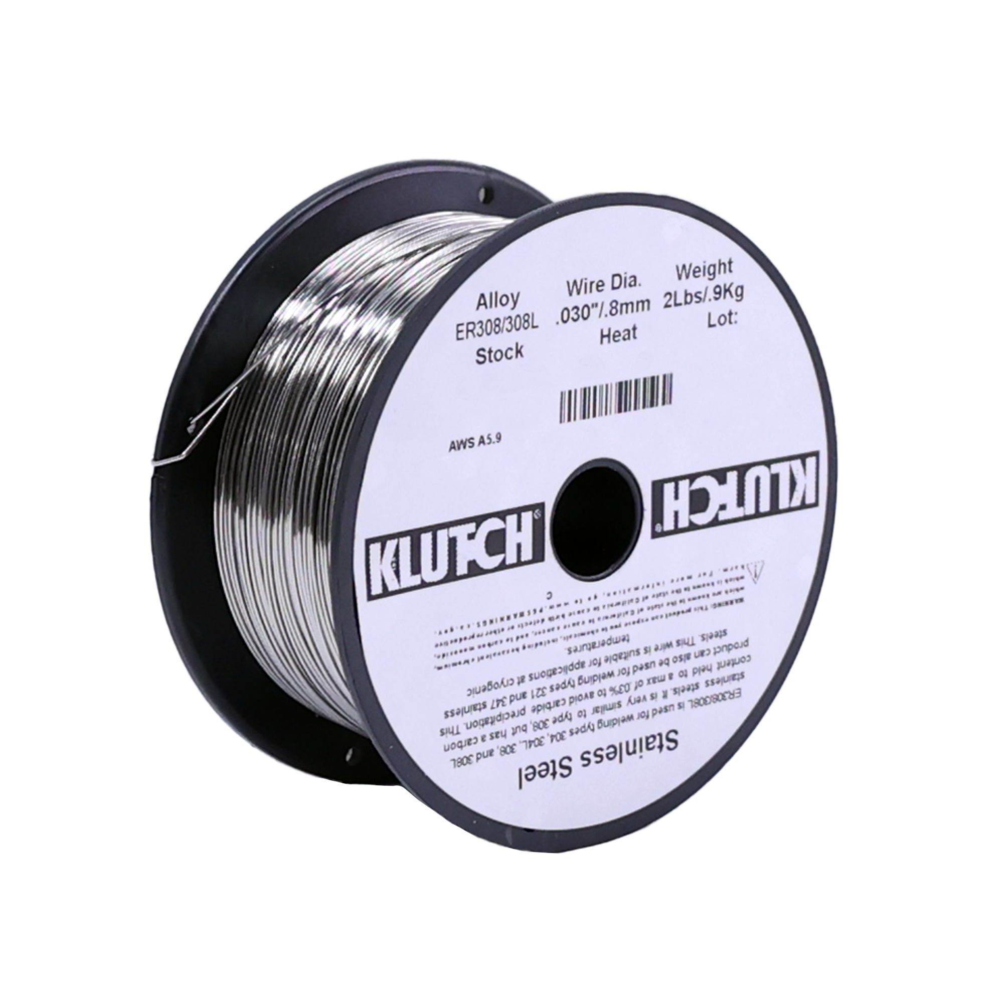 Klutch ER308L Stainless Steel MIG Welding Wire, Size 0.030in., 2-Lb. Spool