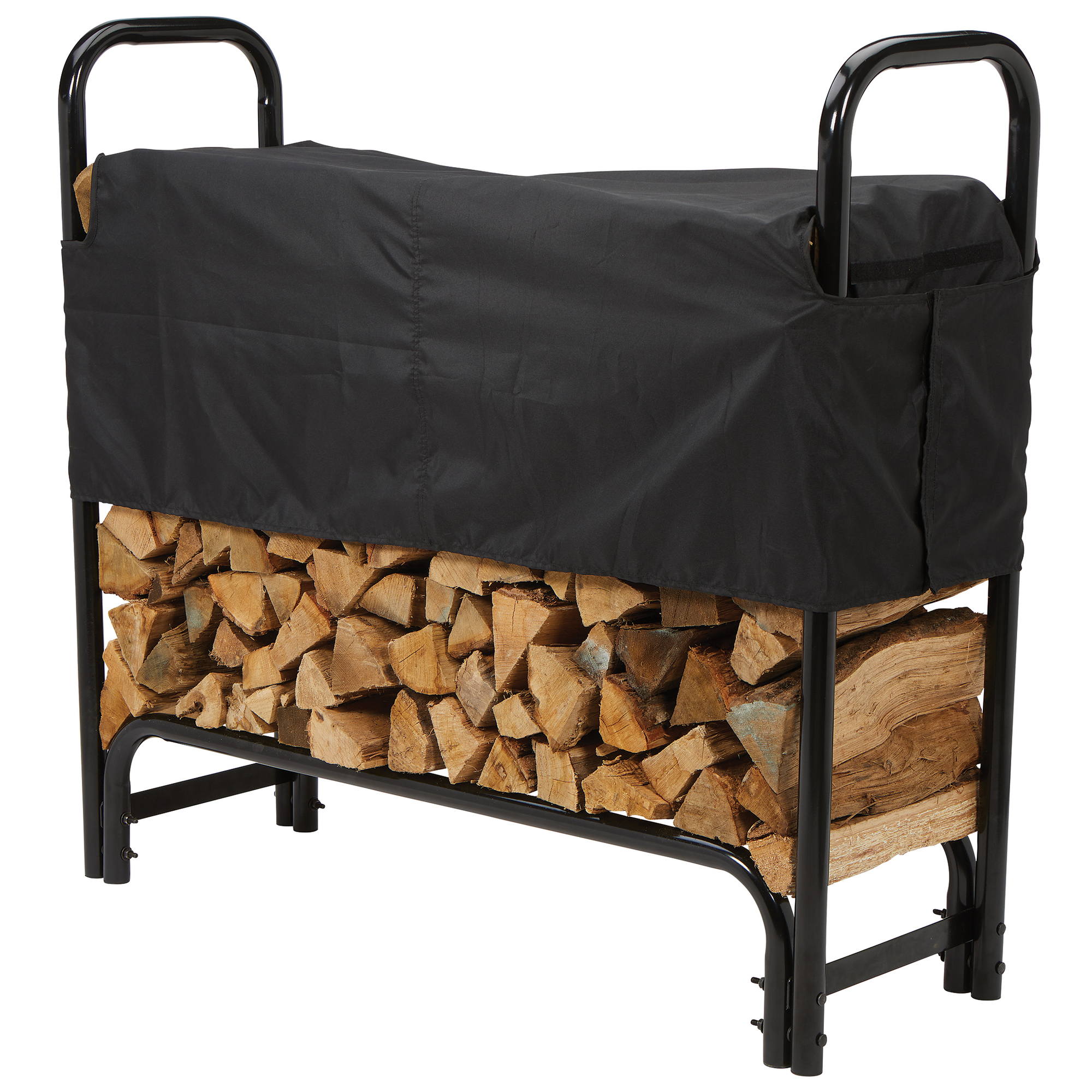 Roughneck 4ft. Firewood Rack with Cover, 1100-lb. Capacity, Steel Construction,