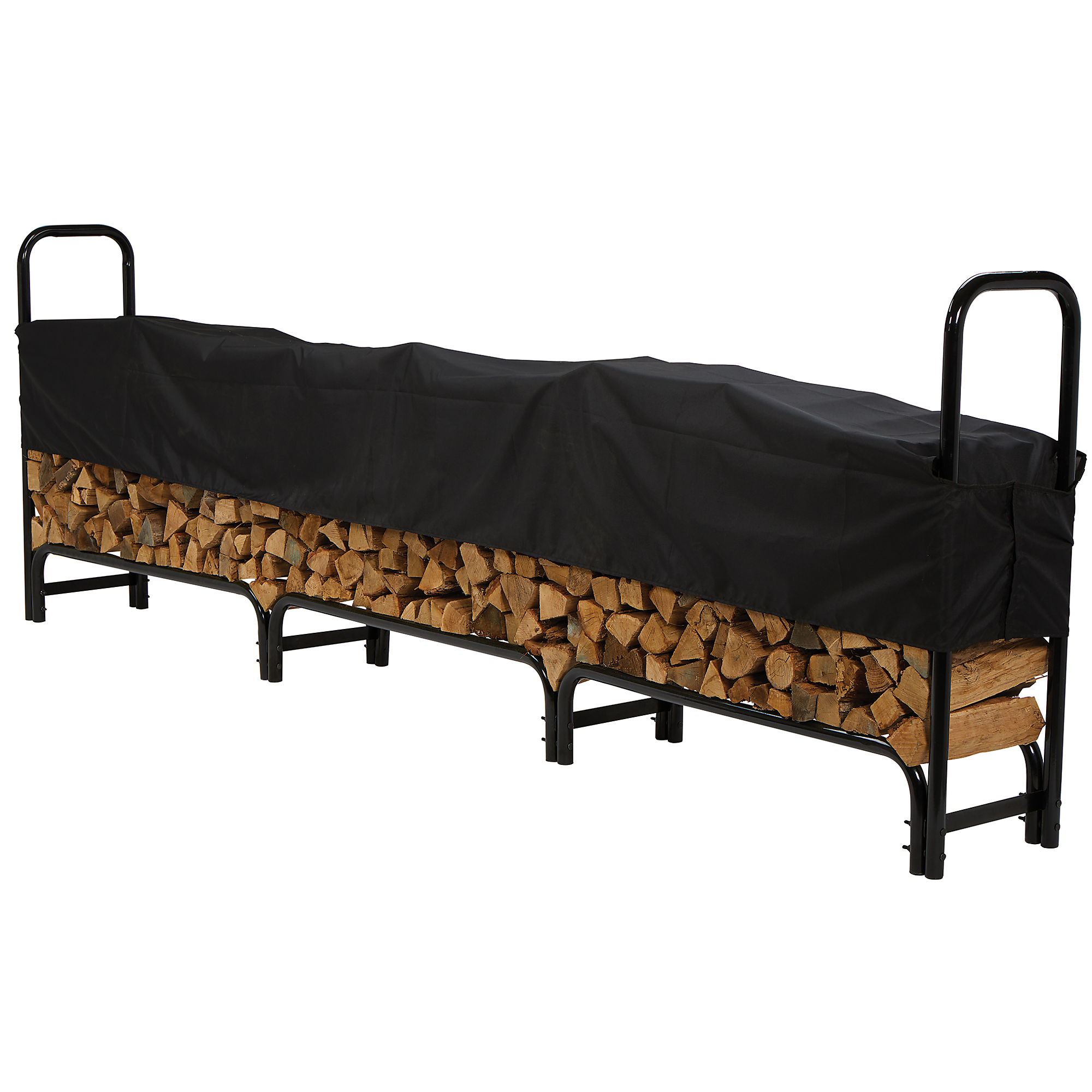 Roughneck 12ft. Firewood Rack with Cover, 3300-Lb. Capacity, Steel Construction