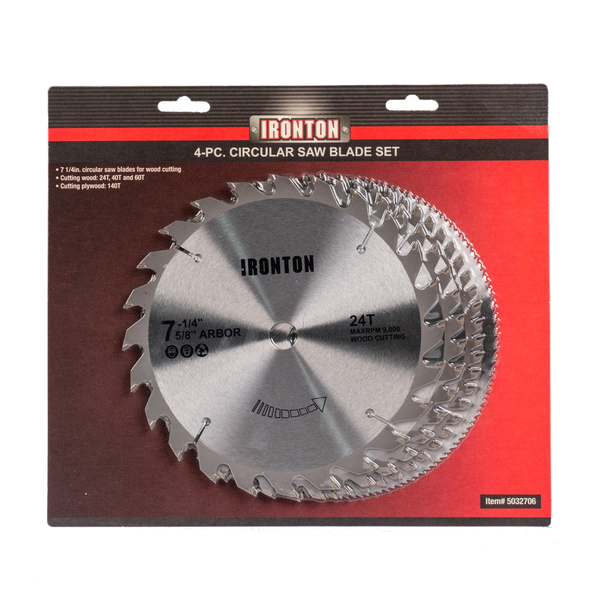 Ironton 4-Pc. Circular Blade Set, 7-1/4in. Blade Dia., Model# DF220624-4