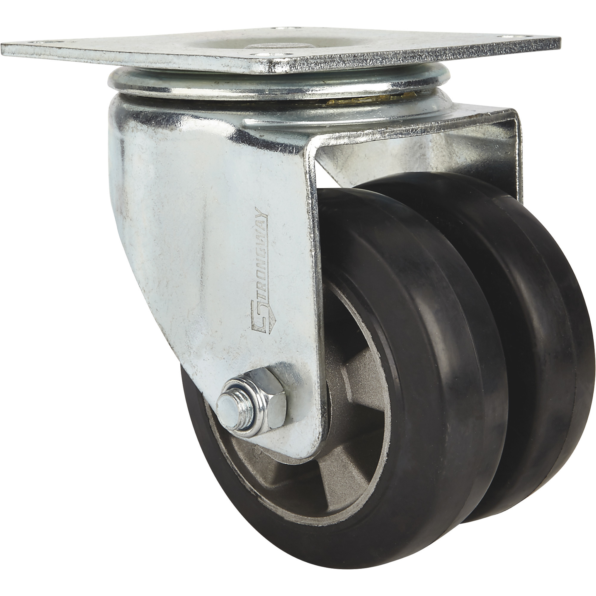 Strongway 6in. Heavy-Duty Dual-Wheel Swivel Caster, 1800-Lb. Capacity, Rubber