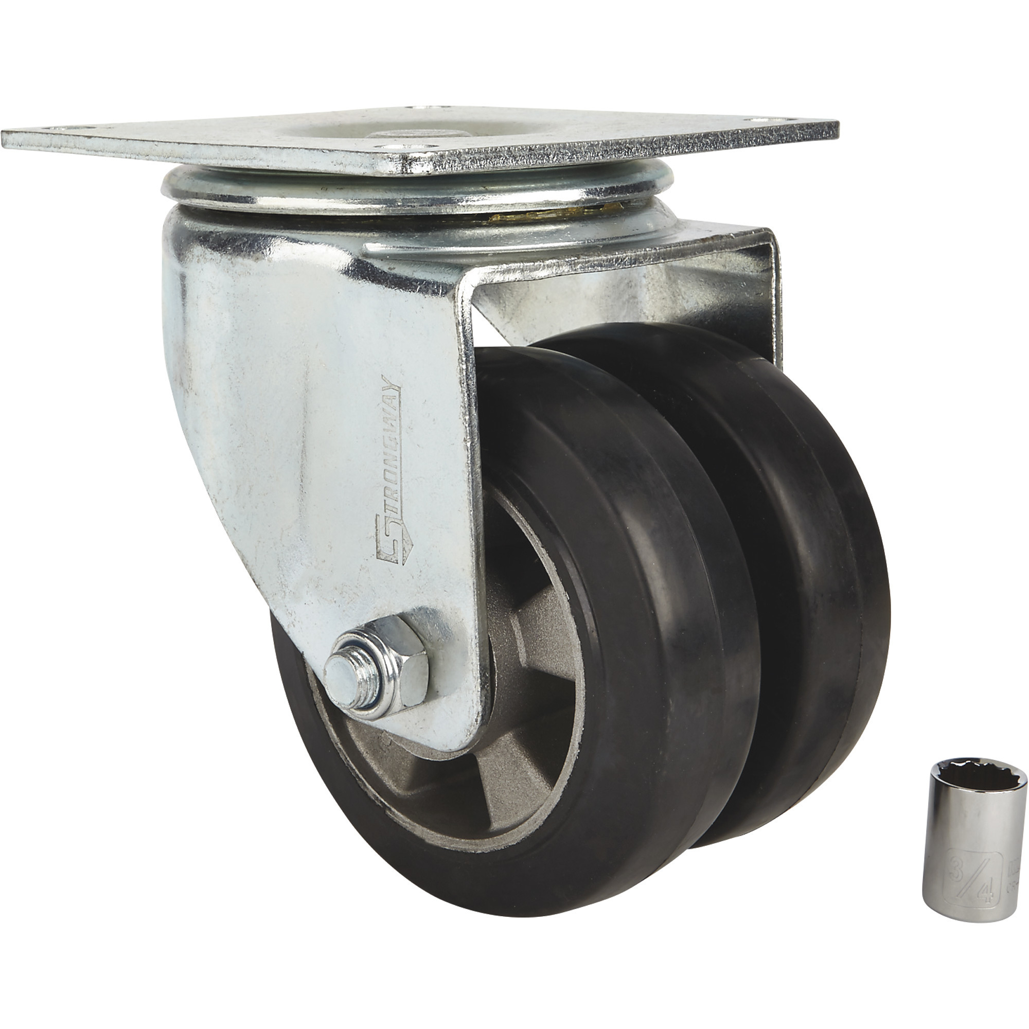 Strongway 6in. Heavy-Duty Dual-Wheel Swivel Caster, 1800-Lb. Capacity, Rubber - Bild 7 von 9
