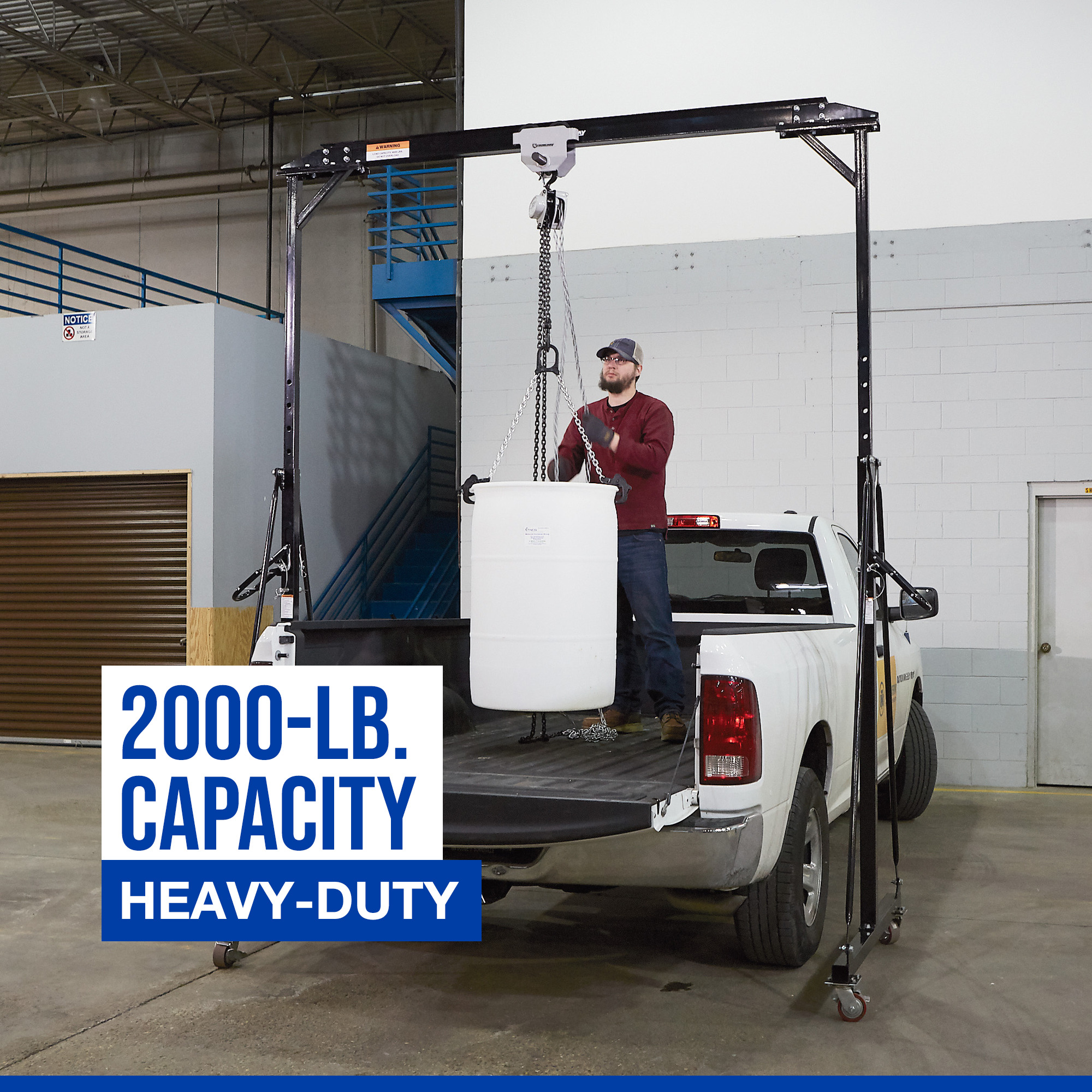 Strongway Adjustable Gantry Crane, 2000-Lb. Capacity, 7.87–11.9ft. Lift - Picture 3 of 10
