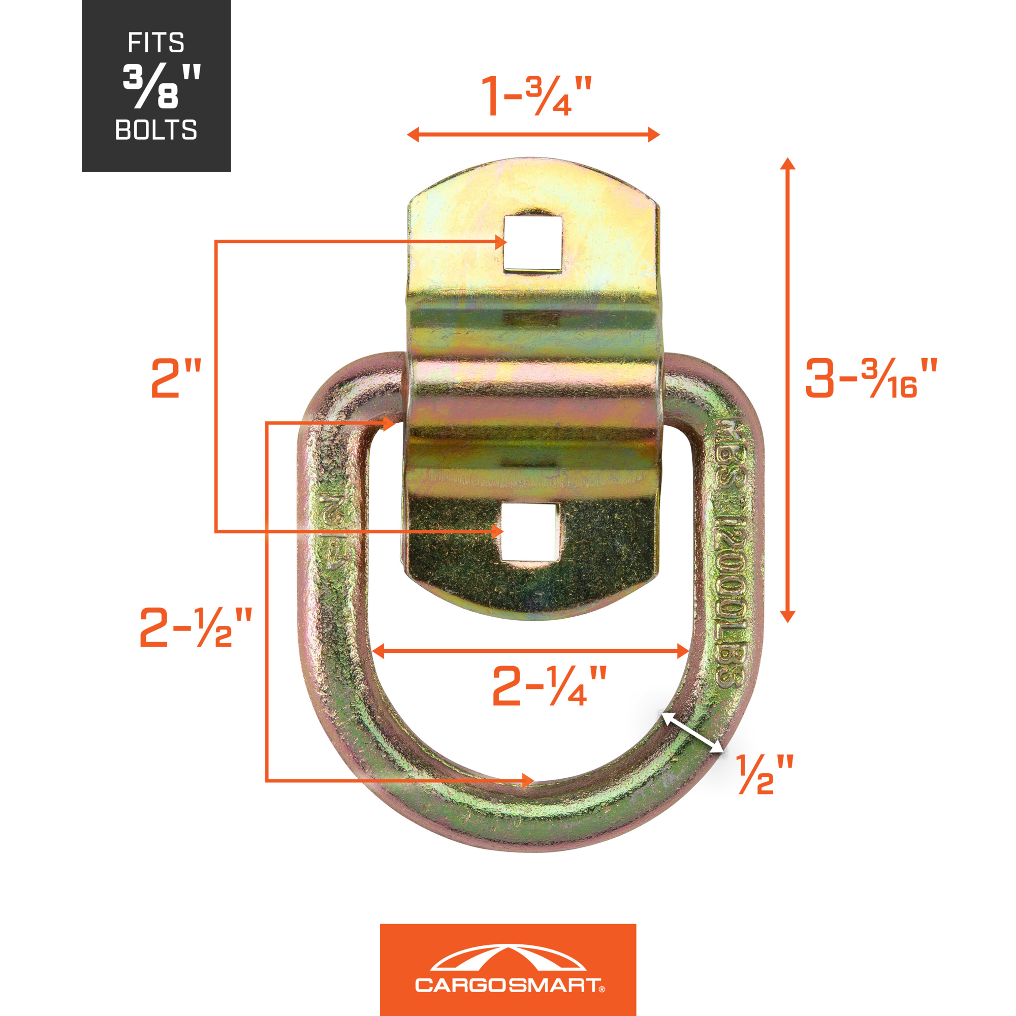 CargoSmart Locking Anti-Rattle D-Ring, 2400-Lb. Capacity, 1/4in., Model# 6509 - Bild 9 von 11
