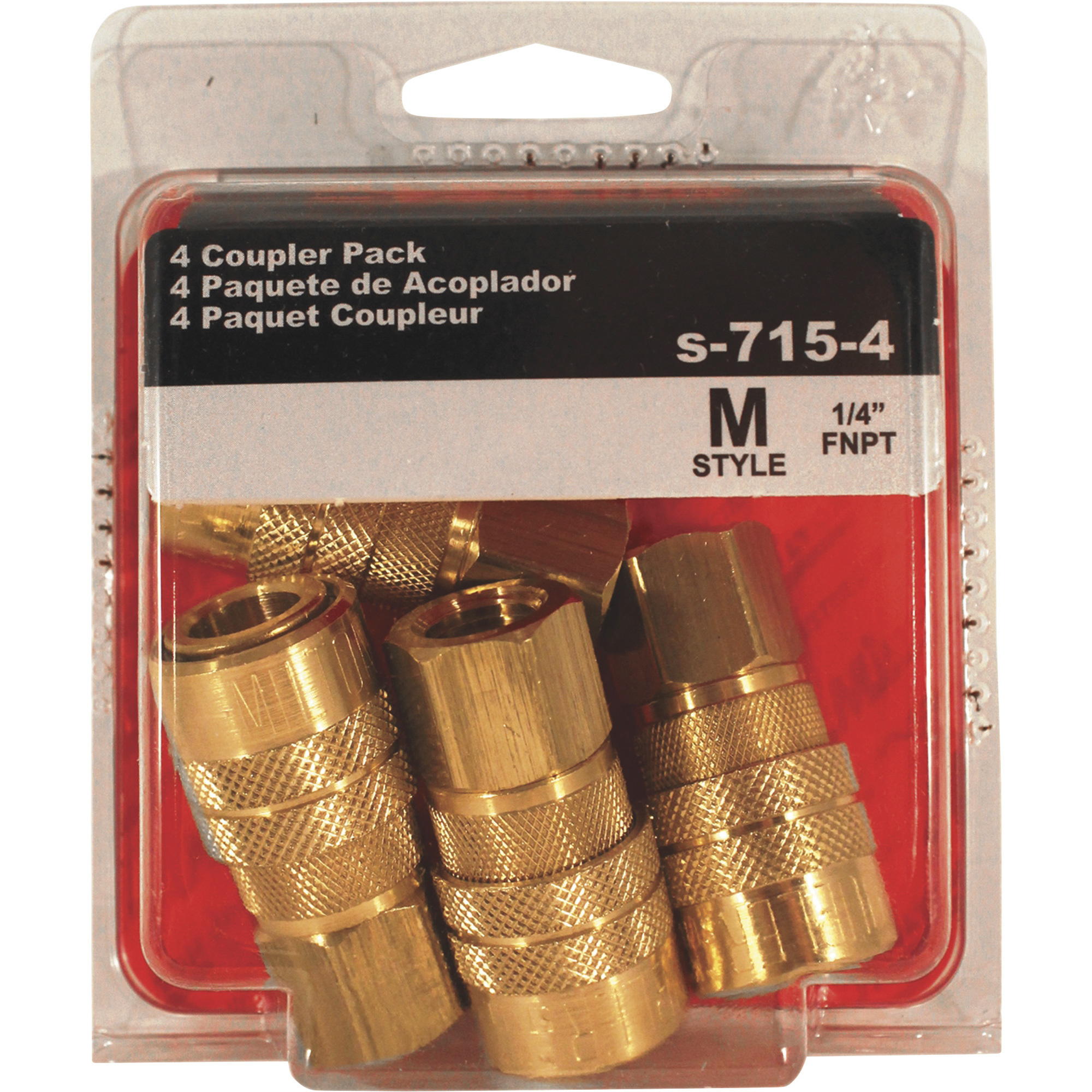 Milton 1/4in. Female M-Style Coupler, 4-Pack, Model# S-715-4 - Picture 2 of 3
