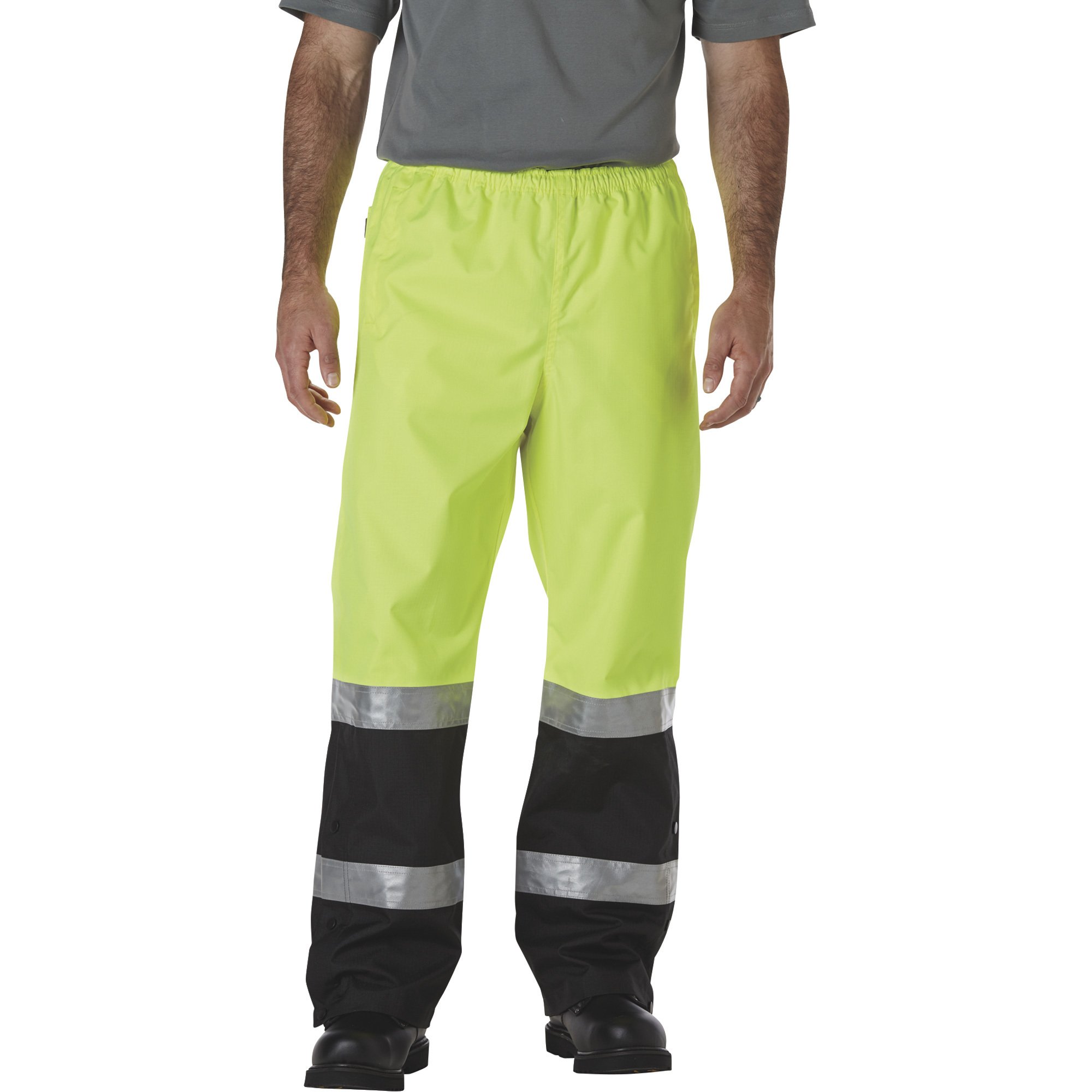 Gravel Gear HV Men's Type E High Visibility 300 Denier Ripstop Rain Pants,Lime, - Picture 4 of 11