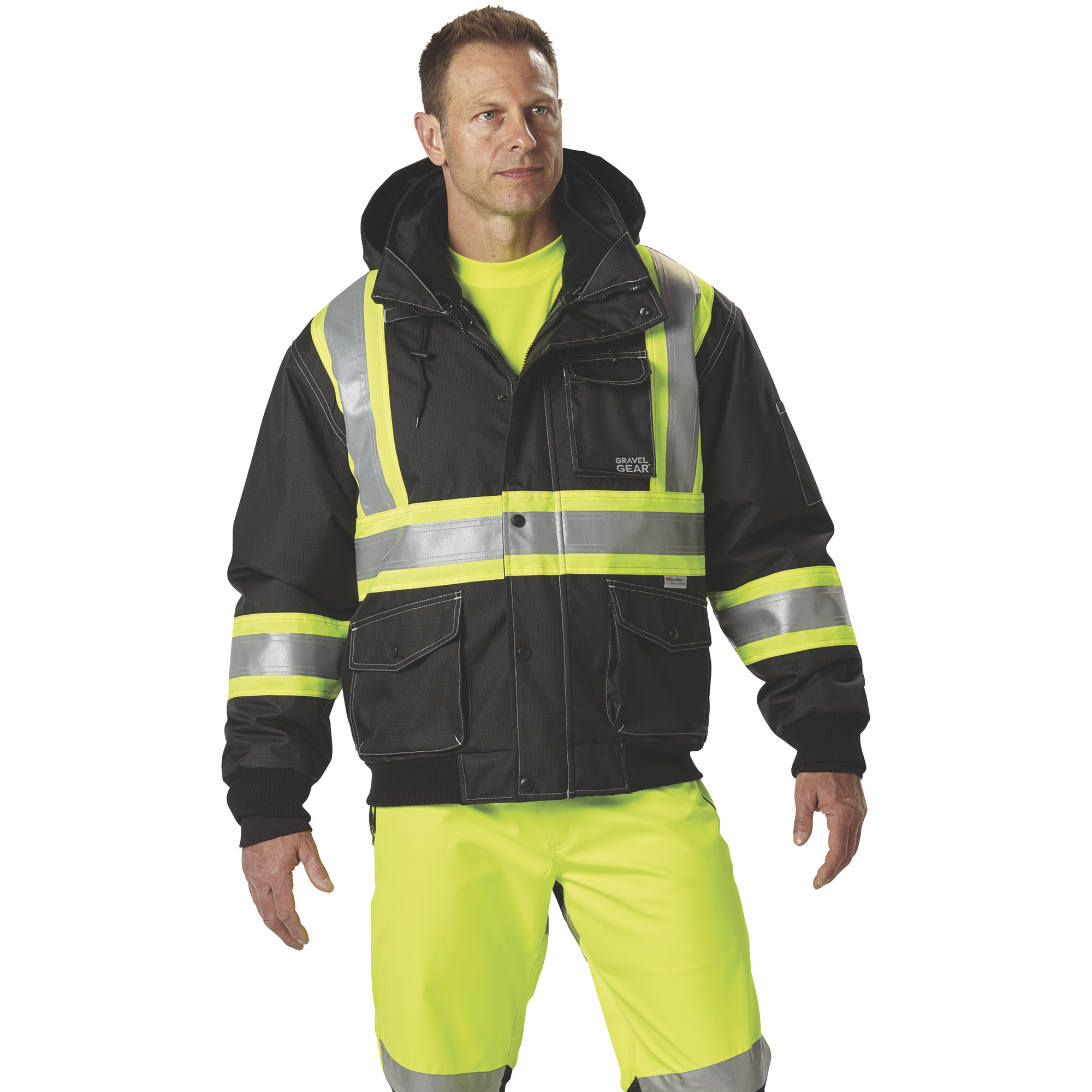 Gravel Gear Men's Class 1 High Visibility 3-in-1 Bomber Jacket, Lime, Medium - Picture 2 of 12