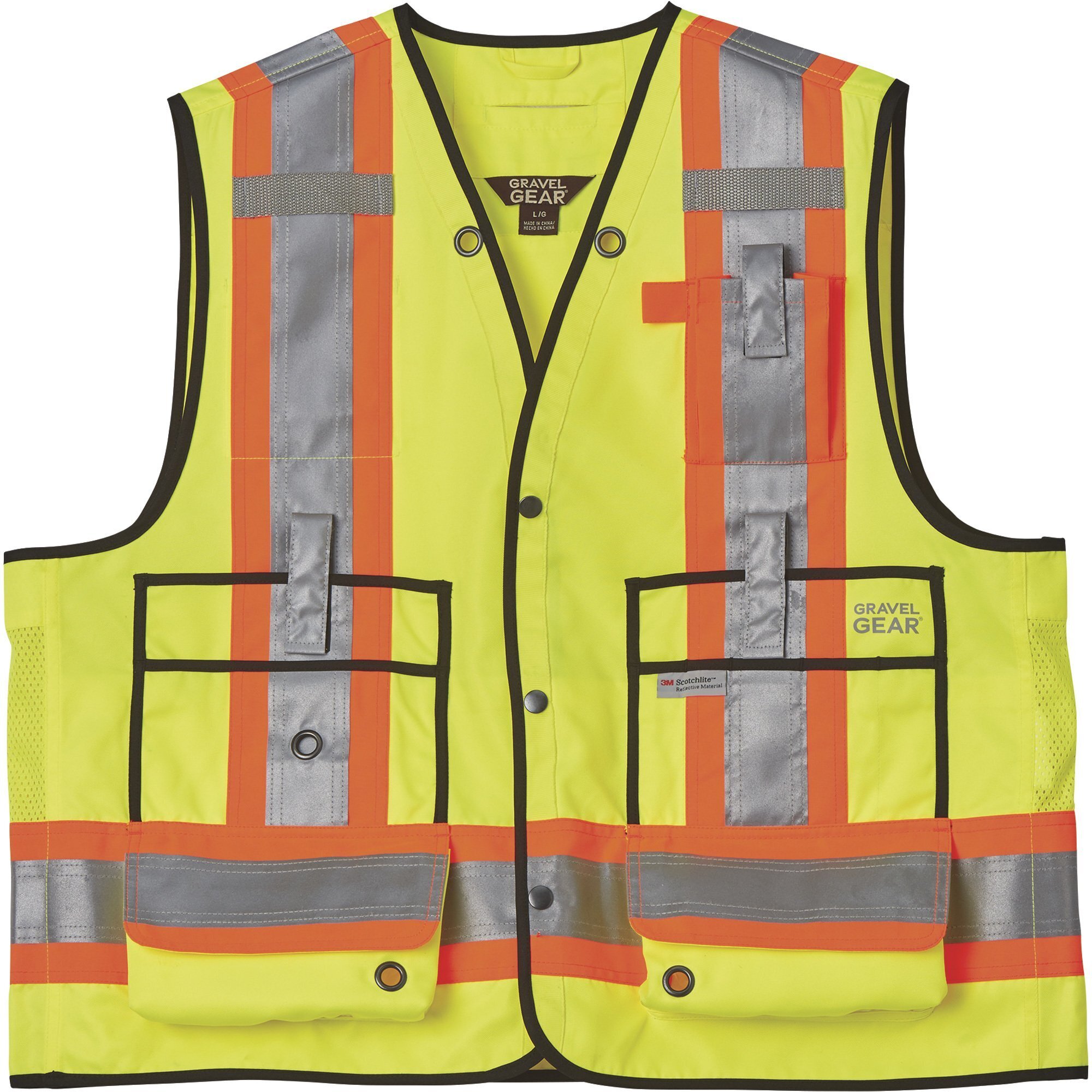 Gravel Gear Men's Class 2 High Visibility Surveyor-Style Safety Vest, Lime,