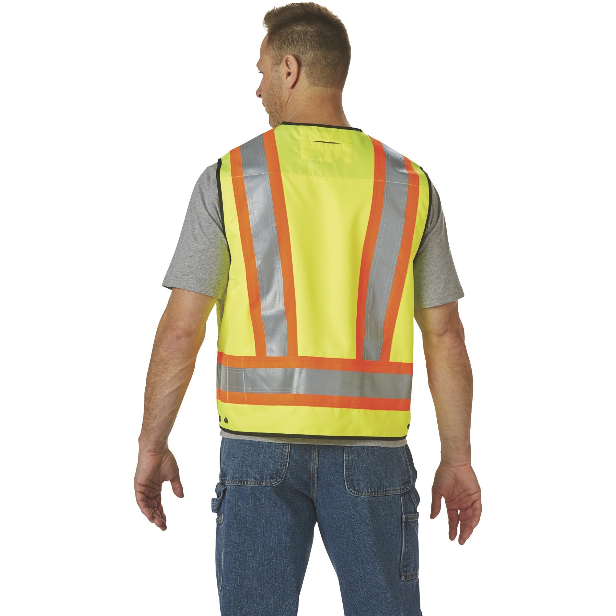 Gravel Gear Men's Class 2 High Visibility Surveyor-Style Safety Vest, Lime, - Picture 4 of 11