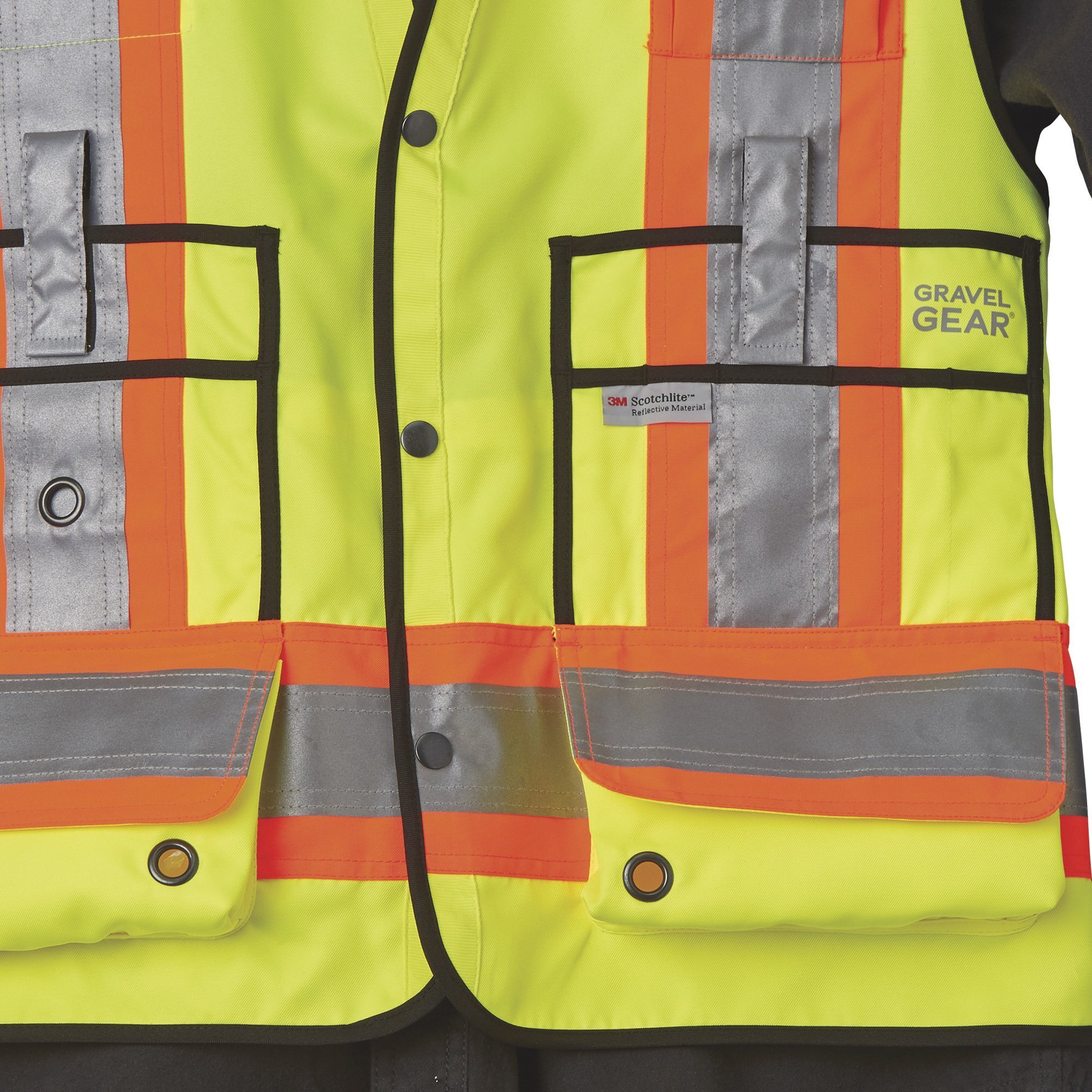 Gravel Gear Men's Class 2 High Visibility Surveyor-Style Safety Vest, Lime, - Picture 5 of 11
