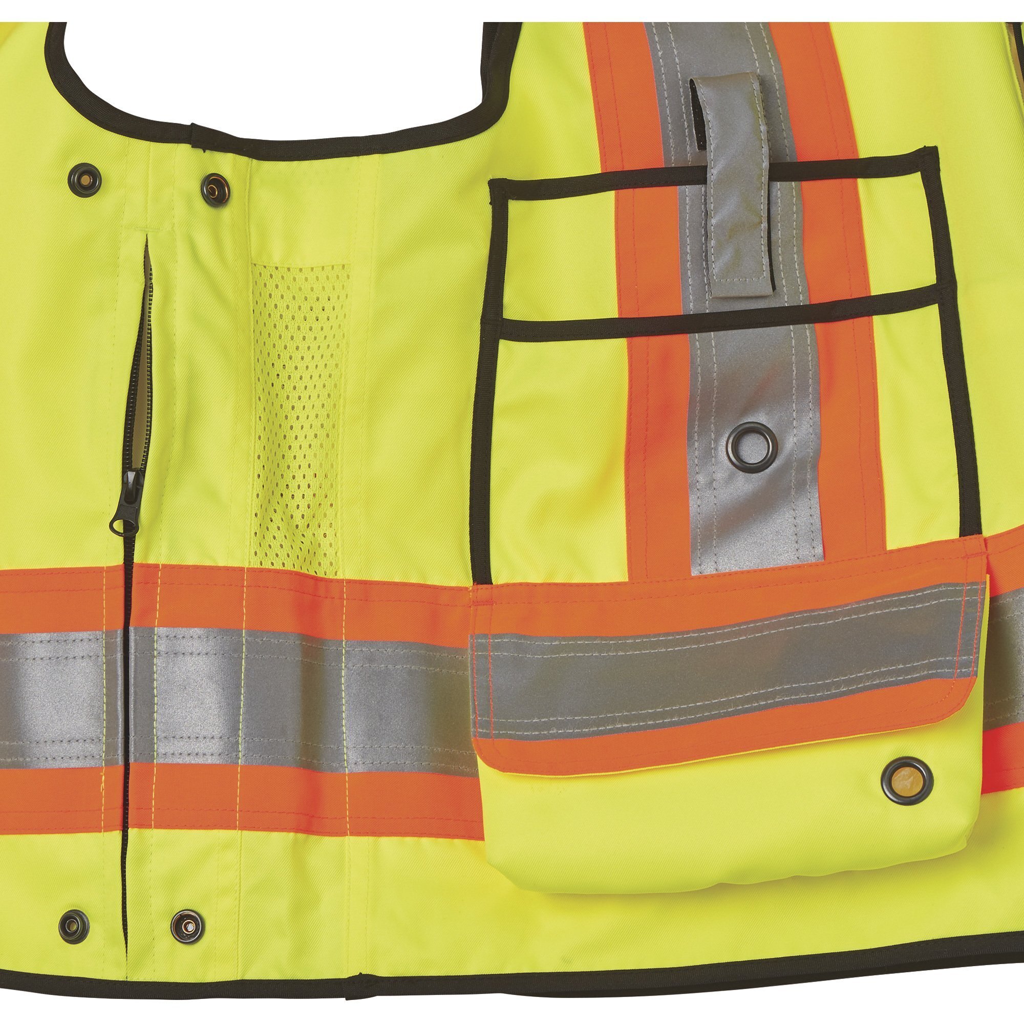 Gravel Gear Men's Class 2 High Visibility Surveyor-Style Safety Vest, Lime, - Picture 6 of 11