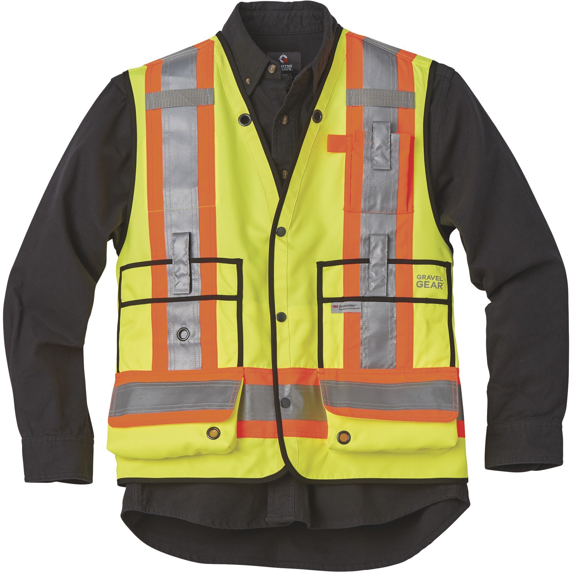 Gravel Gear Men's Class 2 High Visibility Surveyor-Style Safety Vest, Lime, - Picture 9 of 11