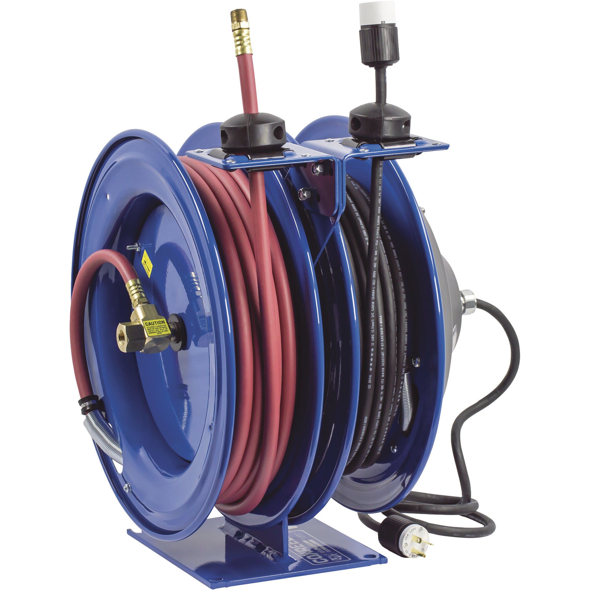 Coxreels Combo Air and Electric Hose Reel, With Incandescent Cage Light  Attachment and 3/8in. x 50ft. PVC Hose, Max 300 PSI, Model# C-L350-5016-E