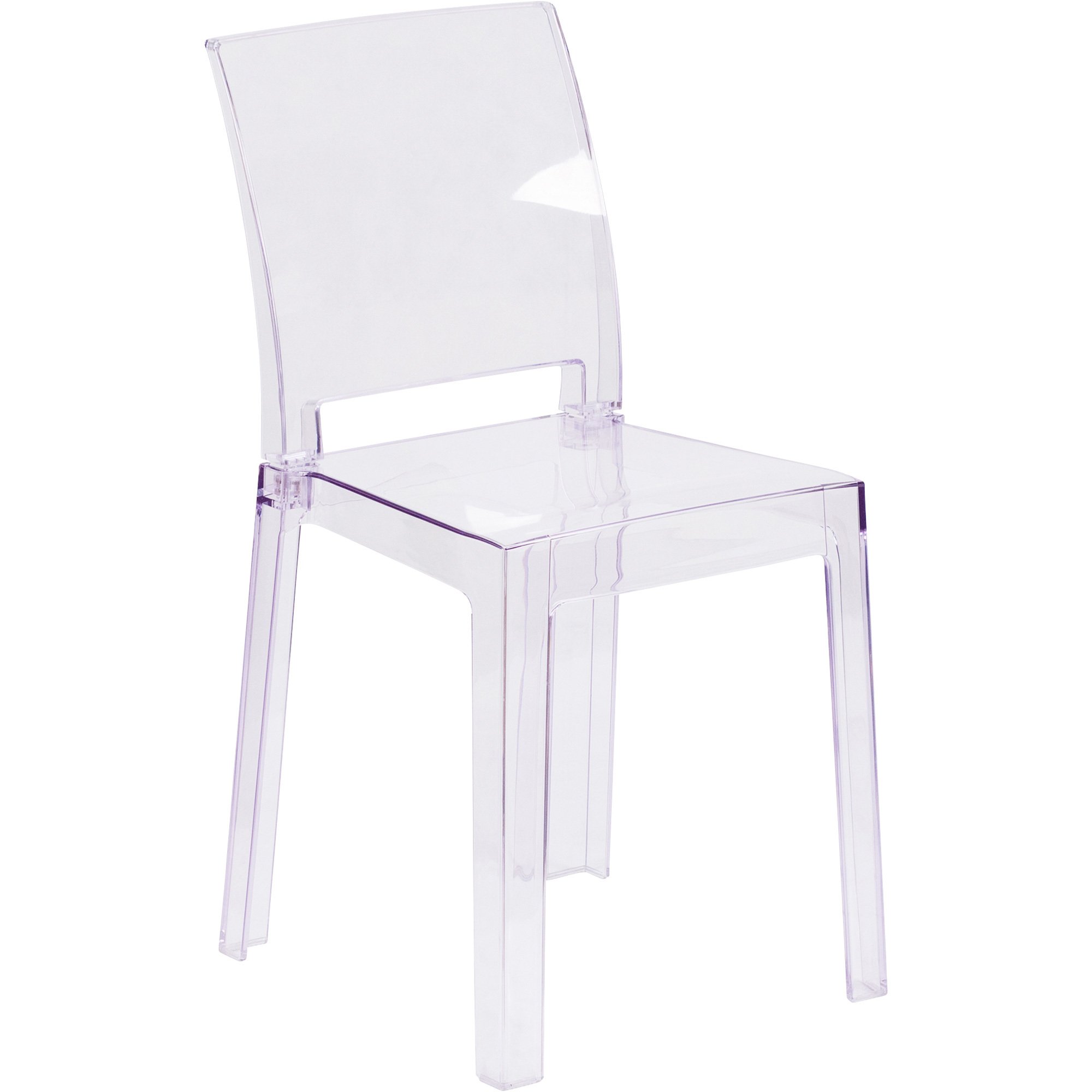 Flash Furniture Ghost Seating with Square Back — Transparent Crystal, 330-Lb. Capacity