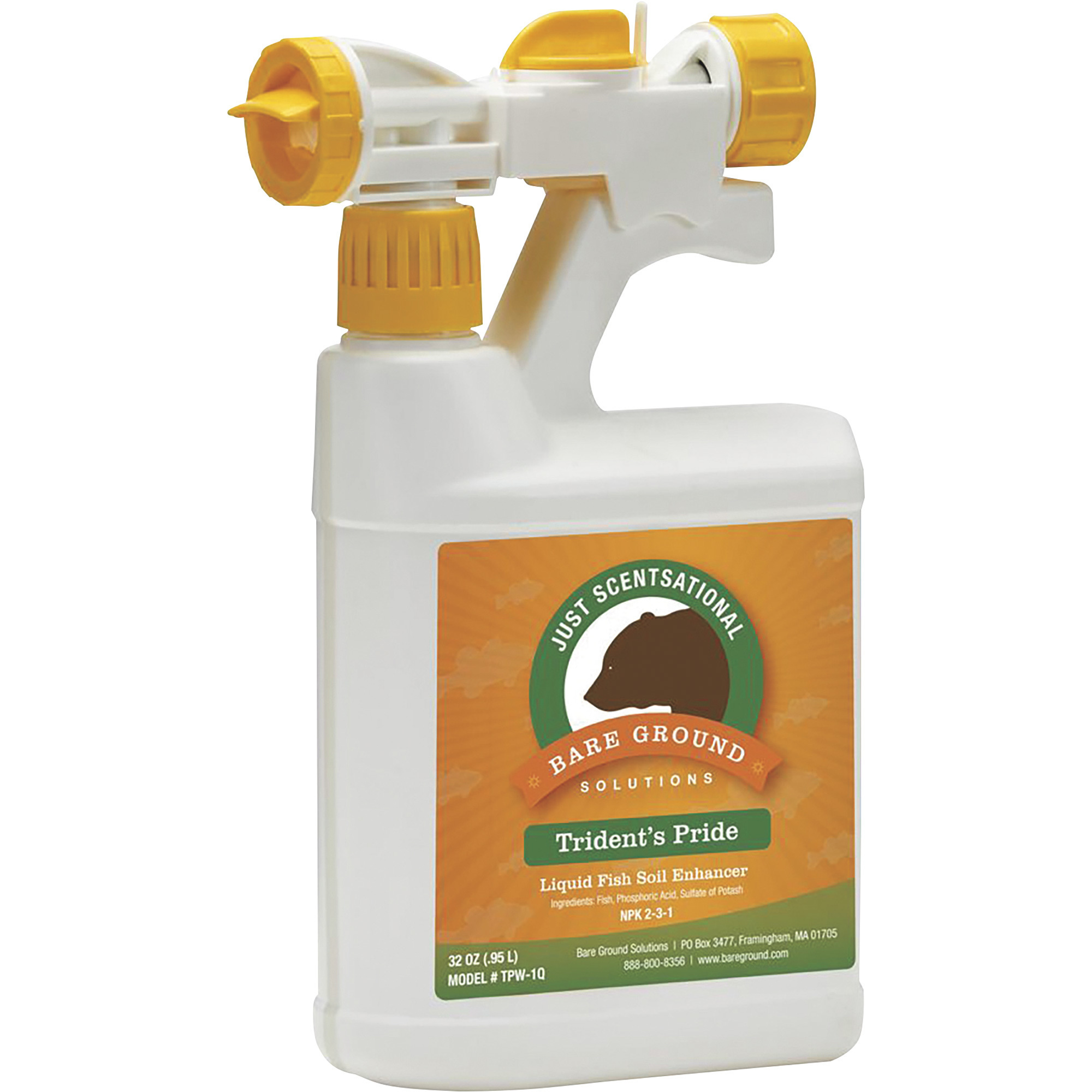 Bare Ground Just Scentsational Trident's Pride Fish Fertilizer, 32-Oz. Bottle with Hose End Mixing Sprayer, Model# TPW-1Q