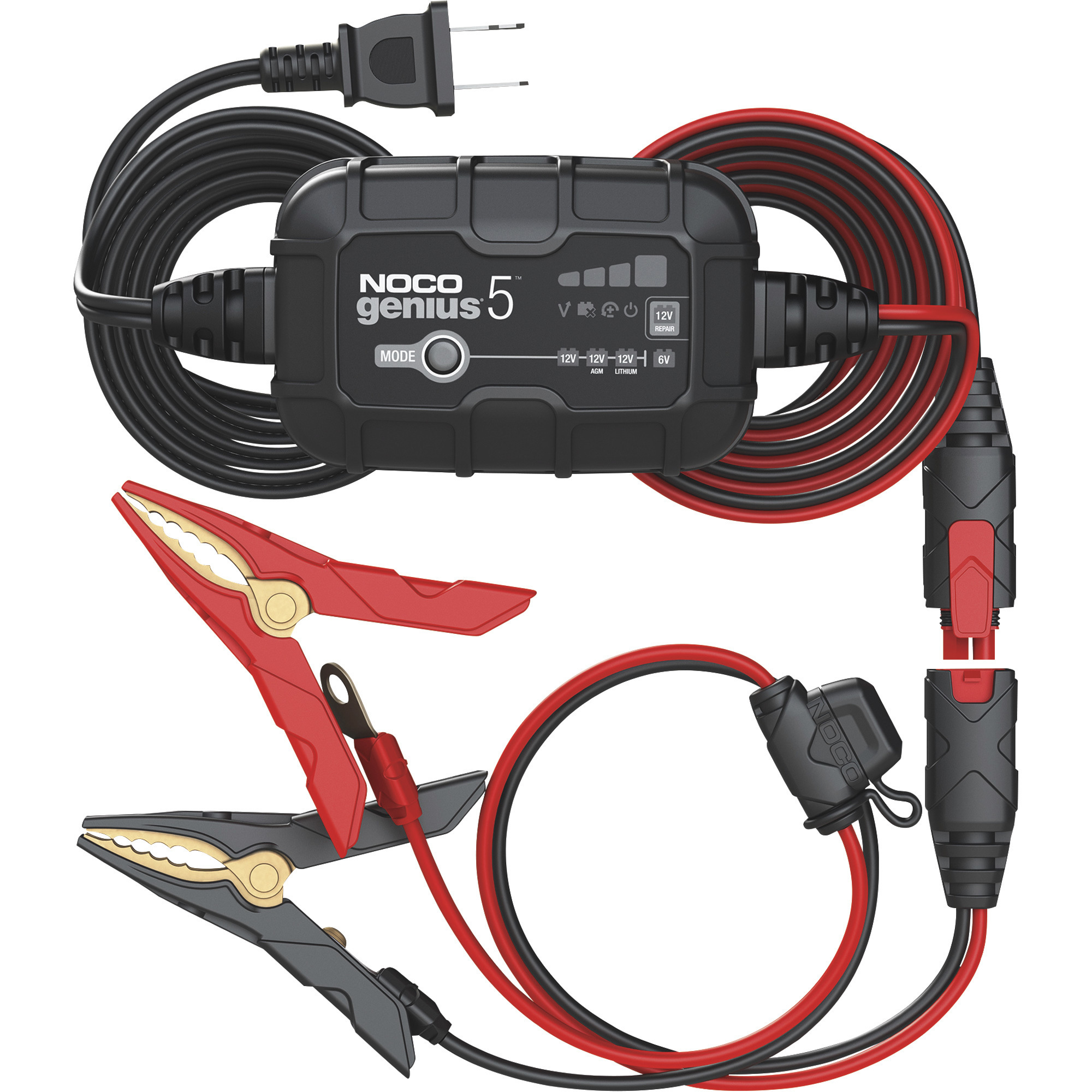 NOCO Genius5 Portable Automatic Battery Charger/Maintainer — 5 Amp, 6/12  Volt, Model# GENIUS5