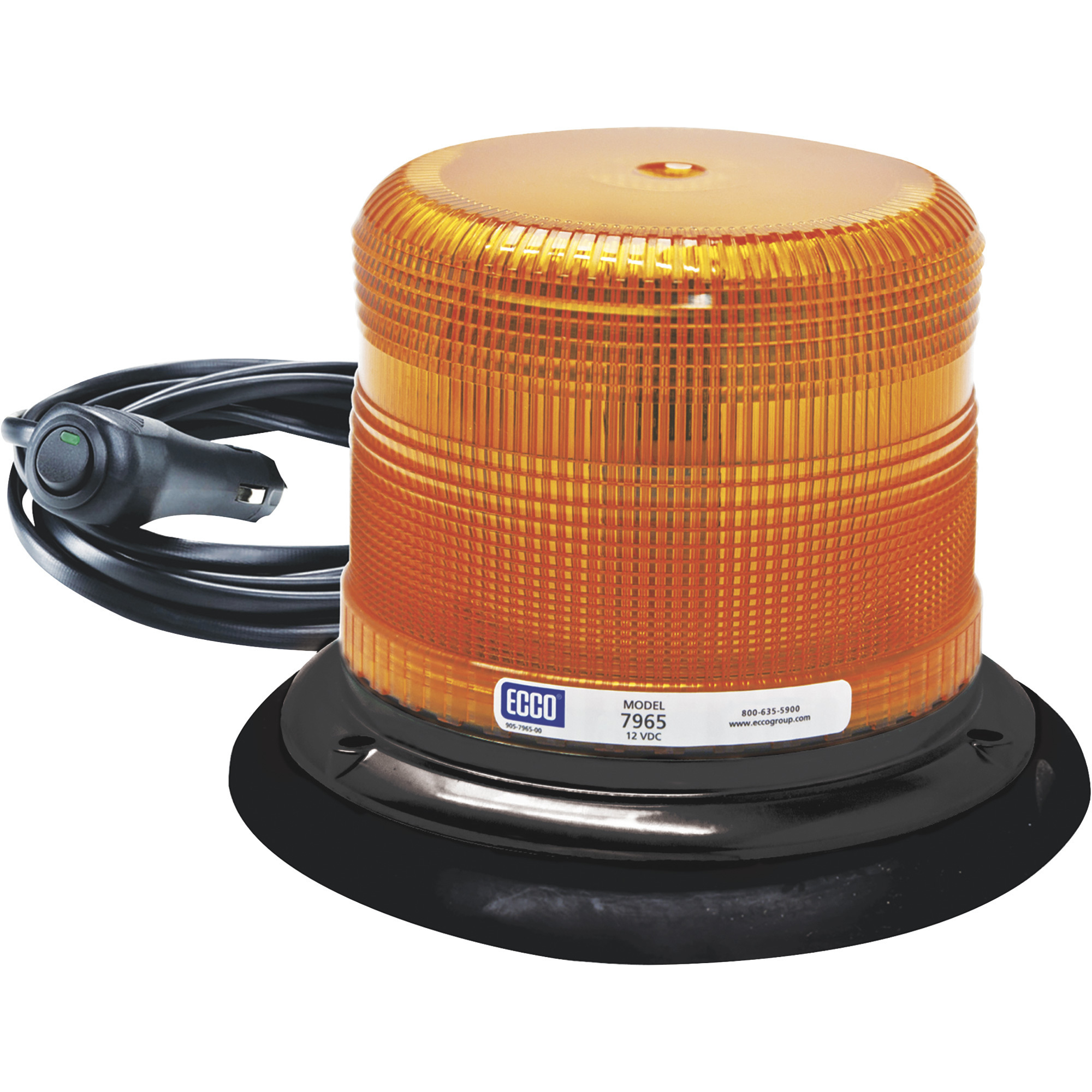 Ecco LED Beacon Light, Amber Lens, Vacuum Magnet Mount, SAE Class 1, Model# 7965A-VM
