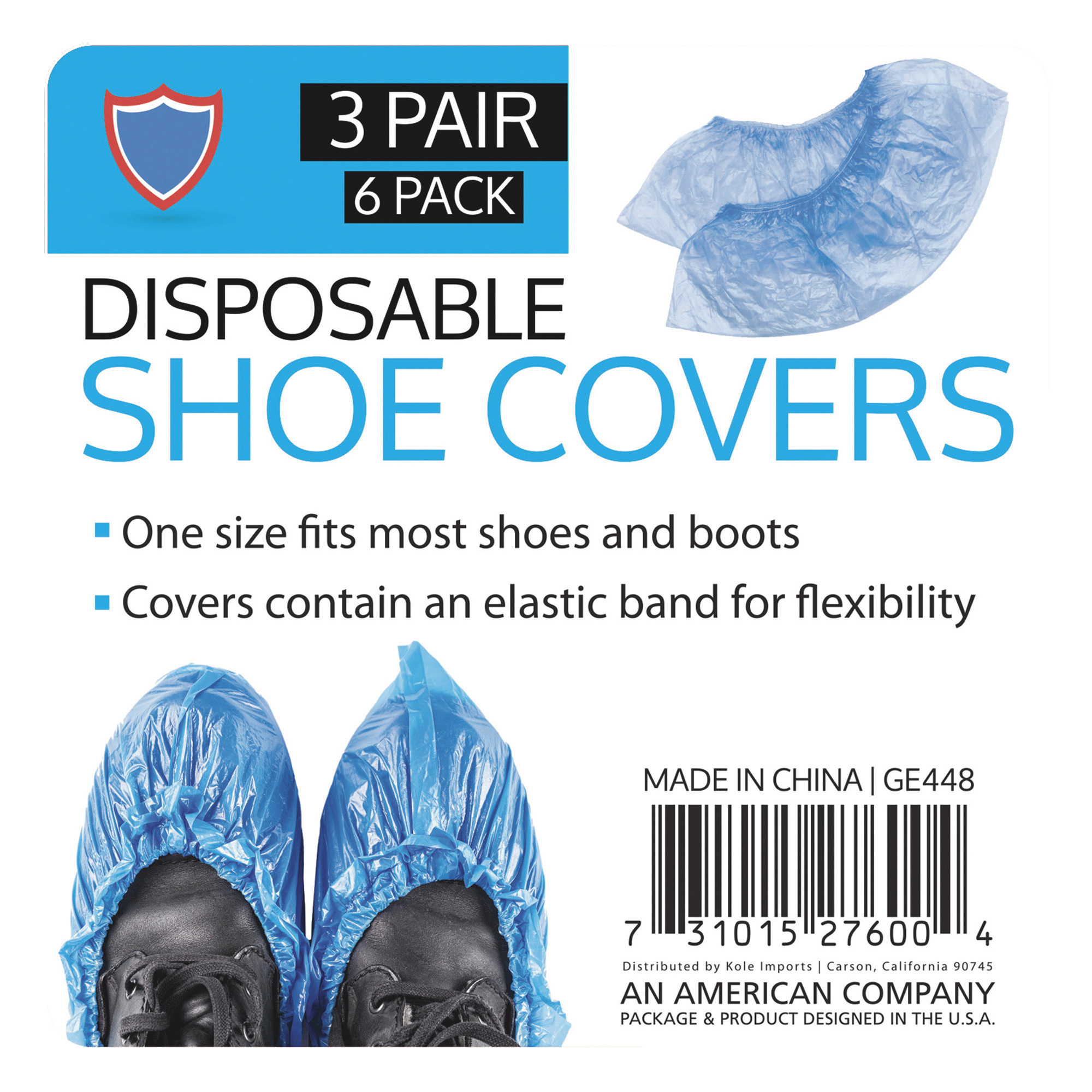 Plastic Shoe Covers, 3 Pairs (6 Covers), Model GE448