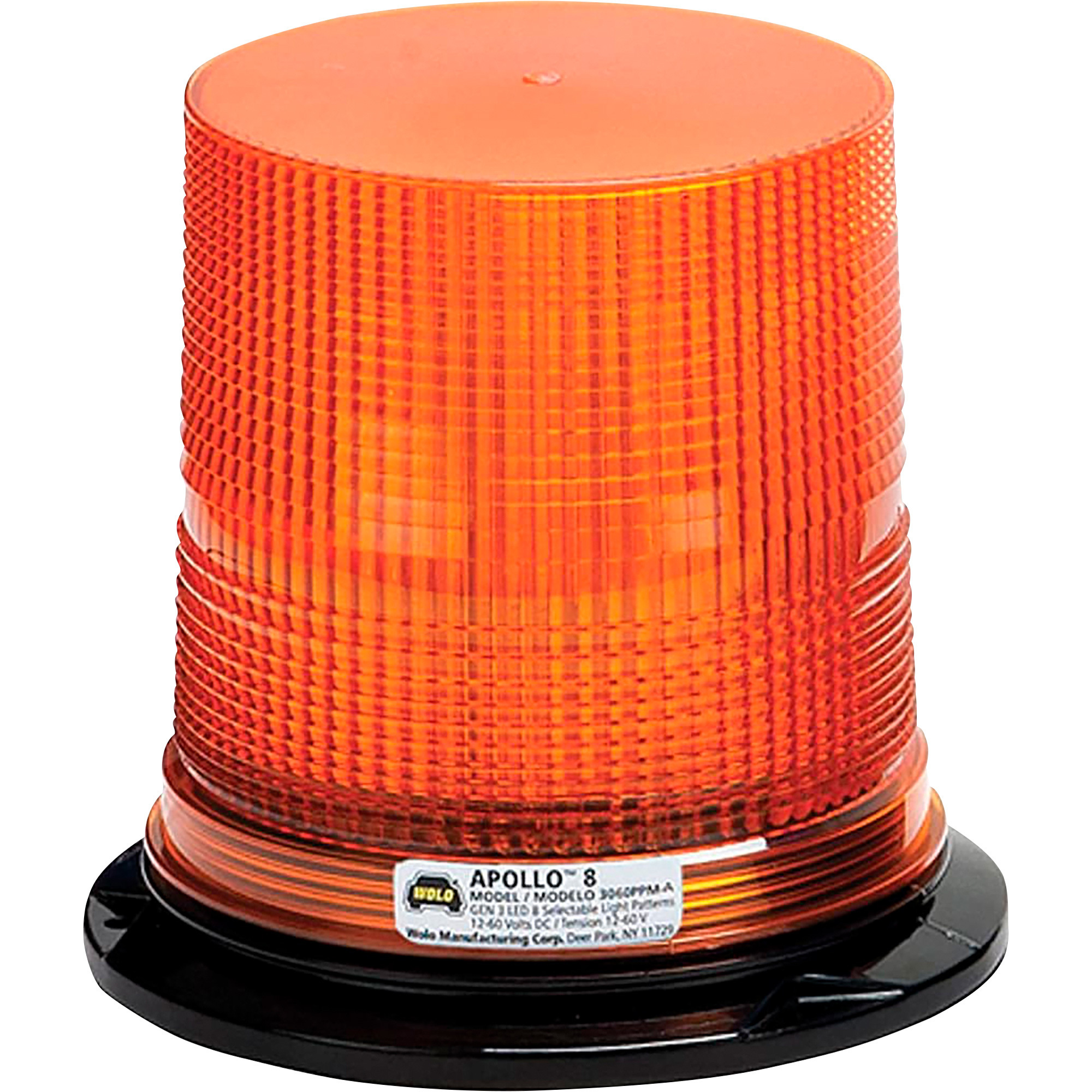 WOLO APOLLO 8 Beacon Warning Light, 12V Wired, Amber, Permanent or Pipe Mount, Model# 3080PPM-A
