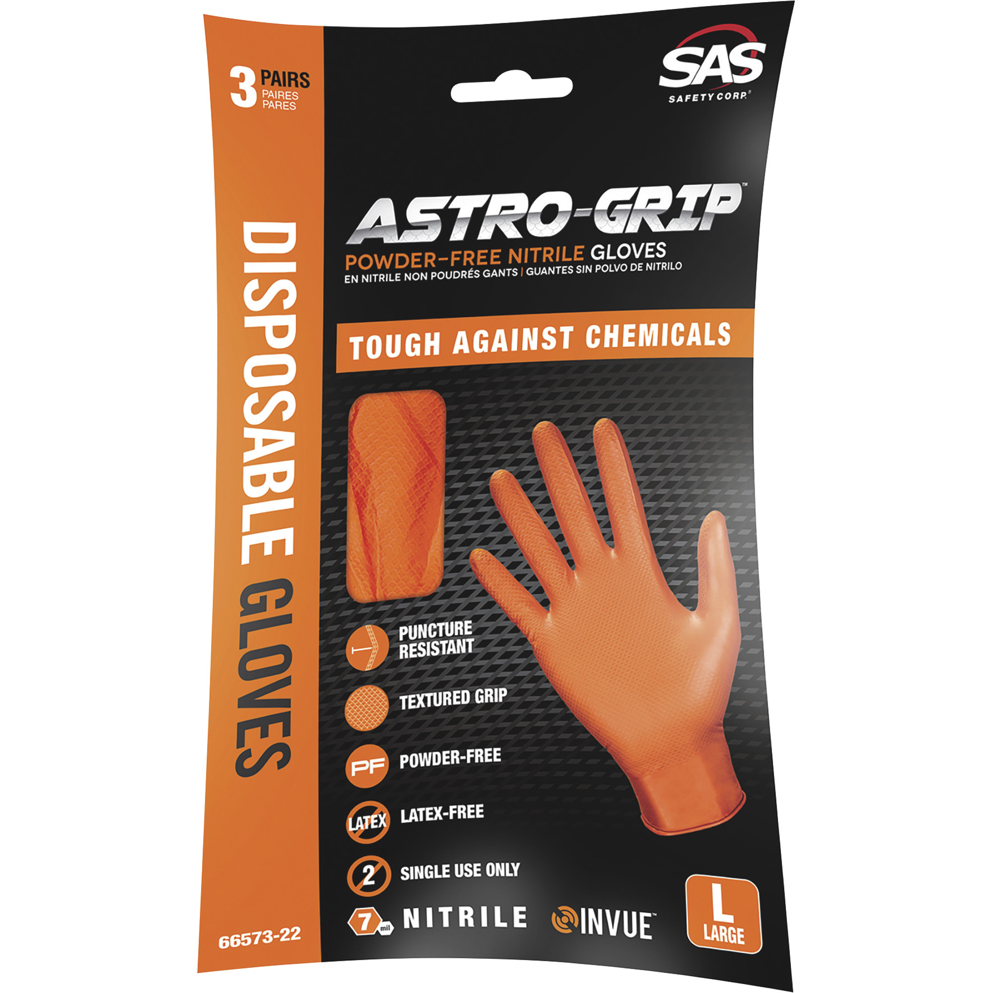 AstroGrip PowderFree, LatexFree Disposable Nitrile Gloves, 3Pack
