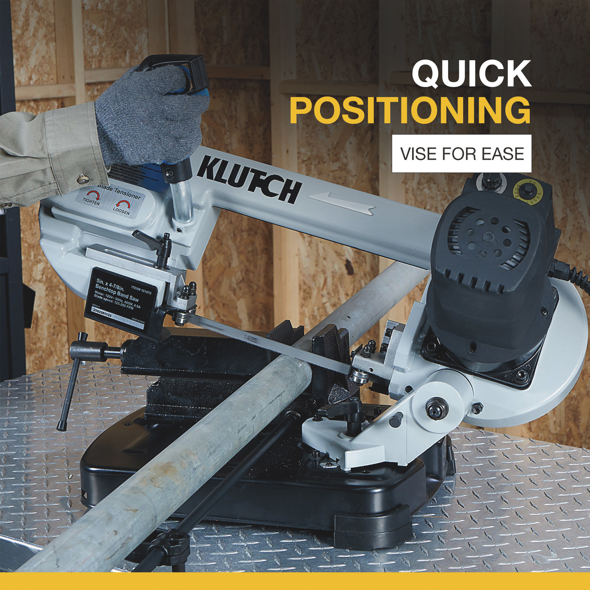 Klutch Benchtop Metal Cutting Band Saw — 5in. x 7/8in., 400 Watts, 110– 120V Northern Tool