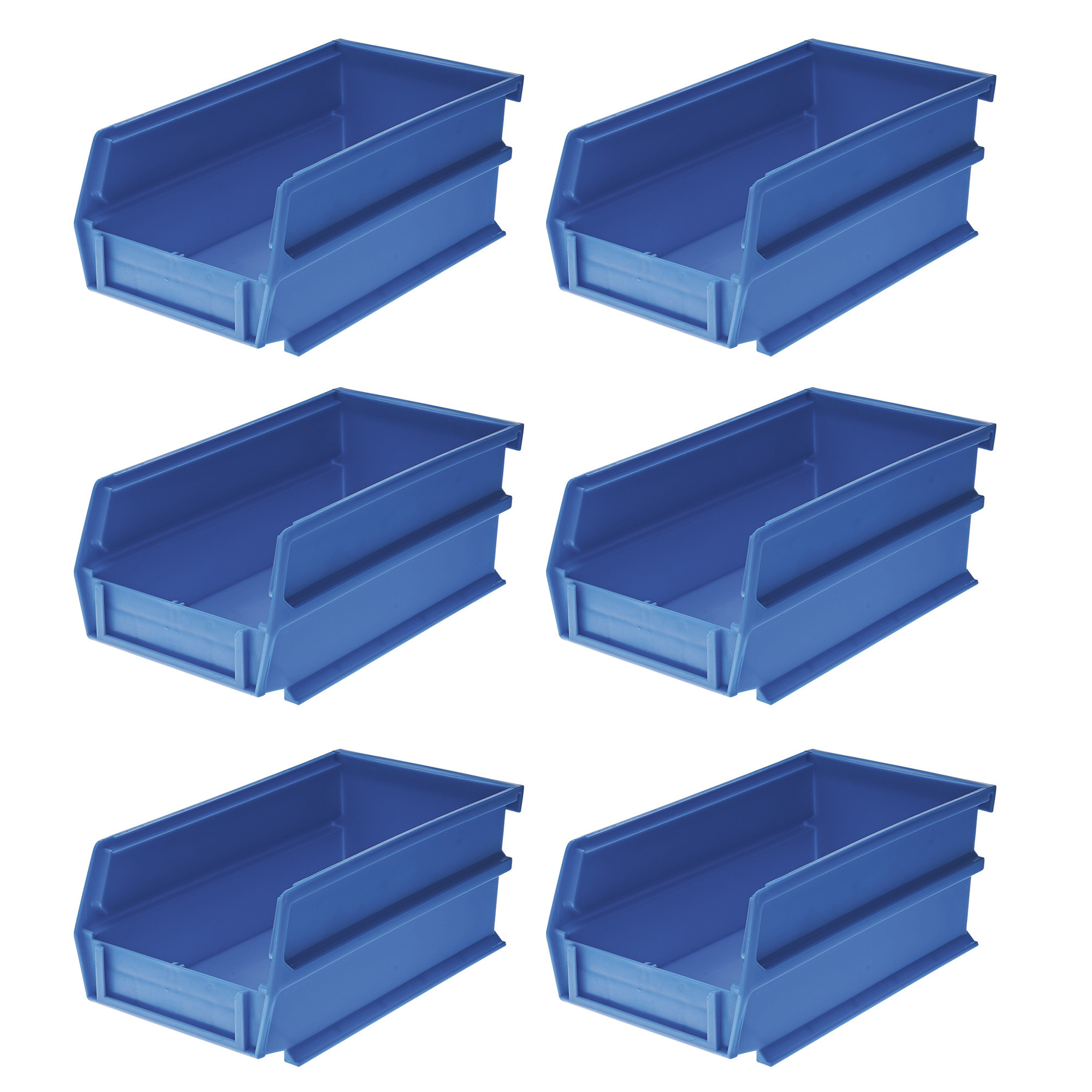 Triton Products LocBin Hanging and Interlocking Bins, 6-Pk., Blue, 7 3/8in.L x 4 1/8in.W x 3in.H, Model# 3-220B-6