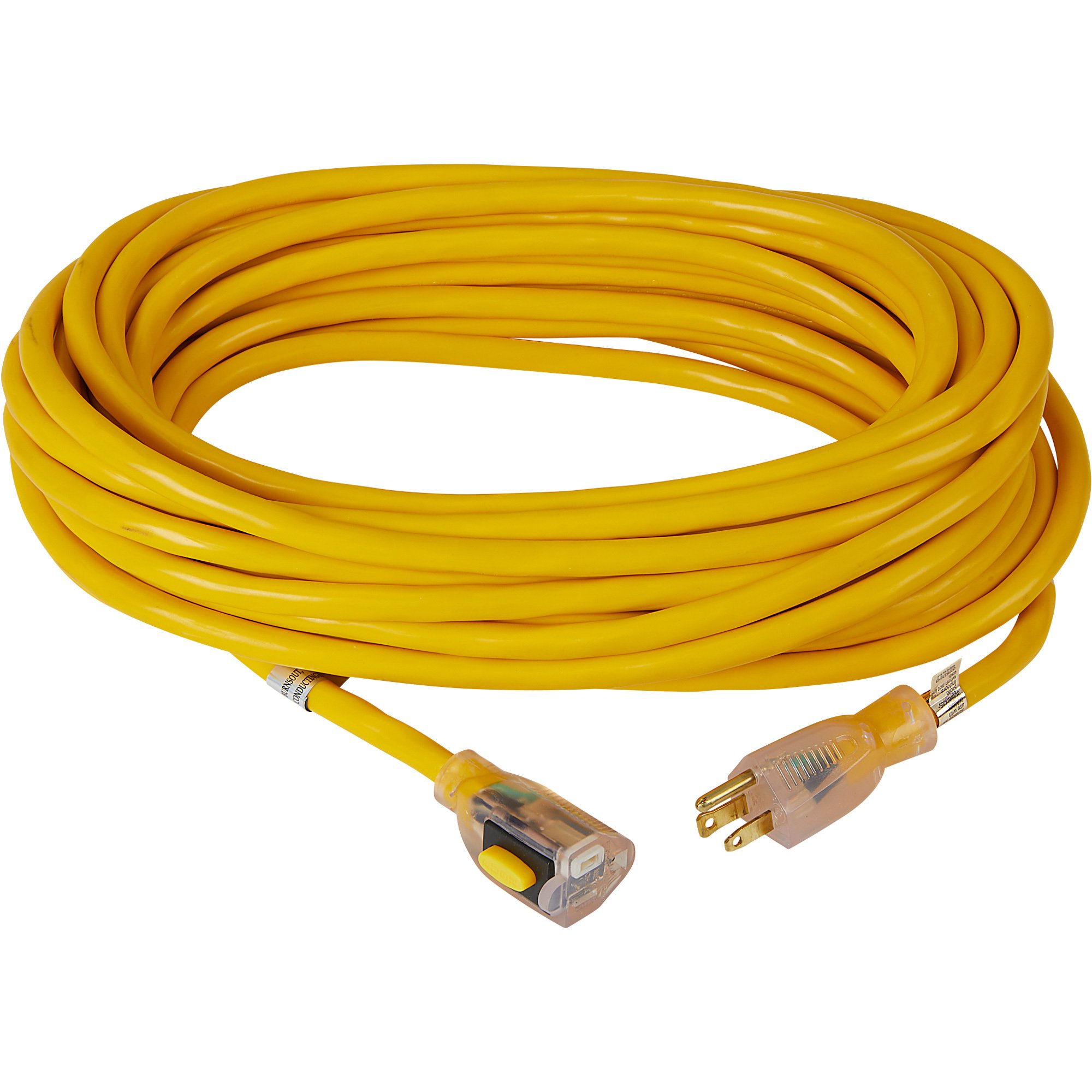 Serpentec Heavy-Duty Indoor/Outdoor Extension Cord — 50ft., 12 Gauge, 15 Amps, Yellow, Model# 630-123050L70
