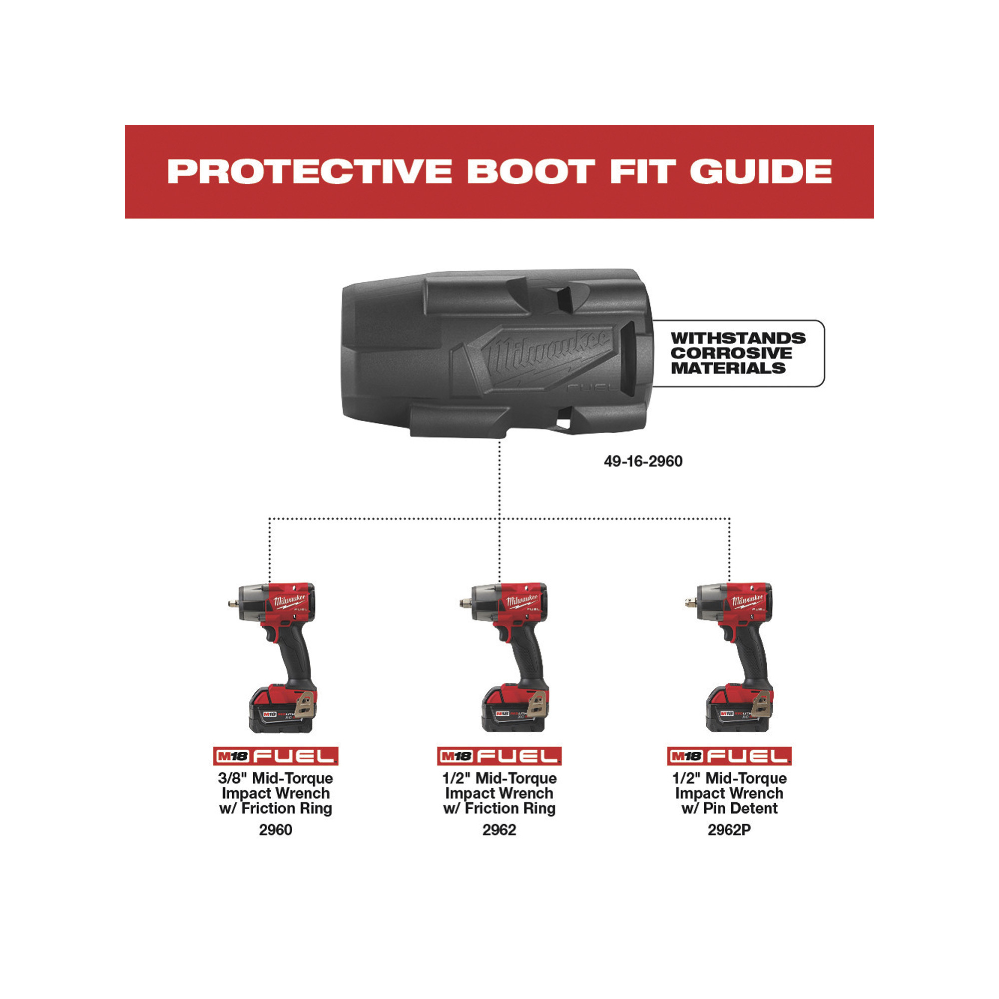 thumbnail image 2 of M18 FUEL™ Mid-Torque Impact Wrench Protective Boot 49-16-2960 2 of 14