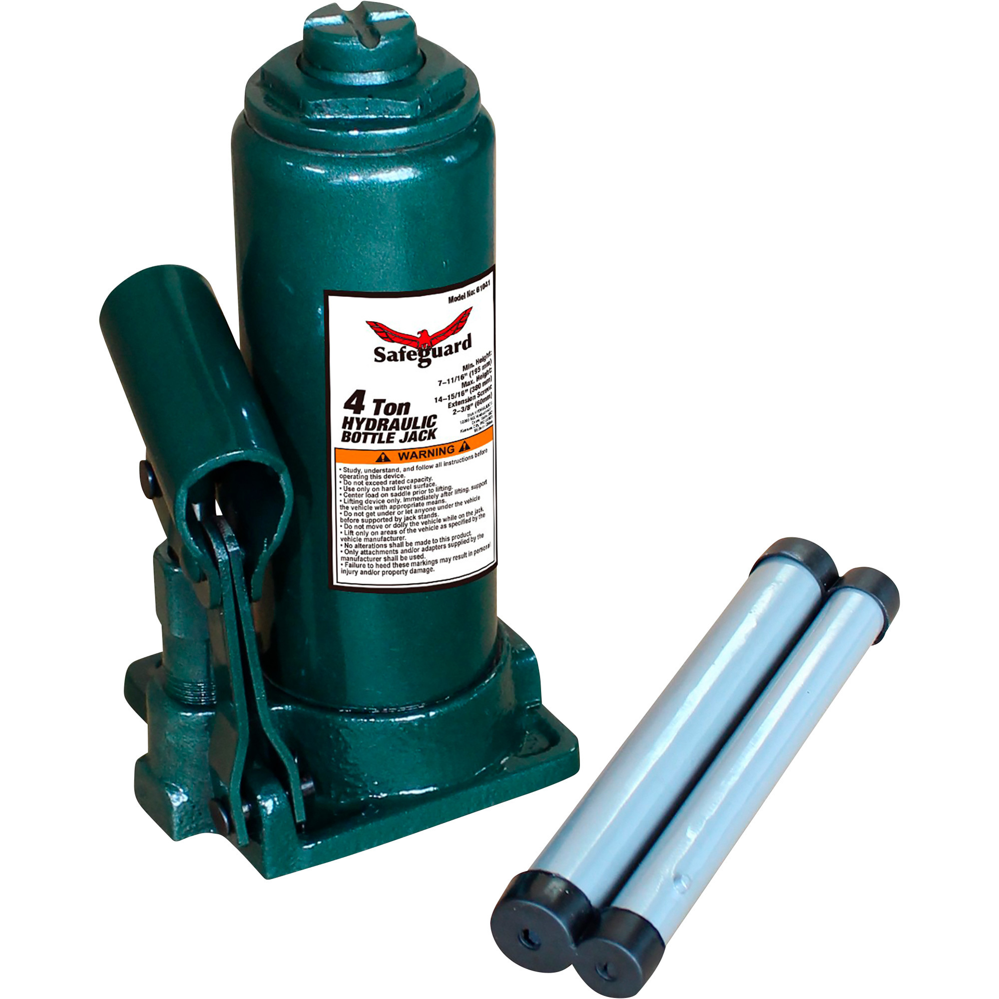 Safeguard 4-Ton Hydraulic Bottle Jack, Model# 61041