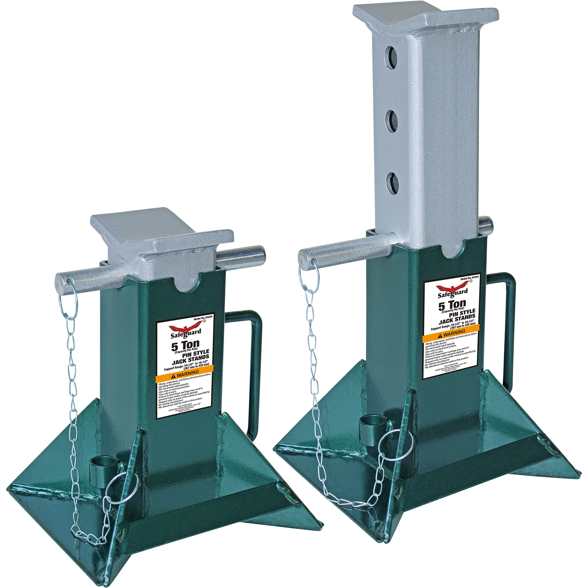 Safeguard, 5 TON FORKLIFT STANDS, Lift Capacity 5.5 Tons, Max. Lift Height 16.5 in, Min. Lift Height 10.5 in, Model# 63050