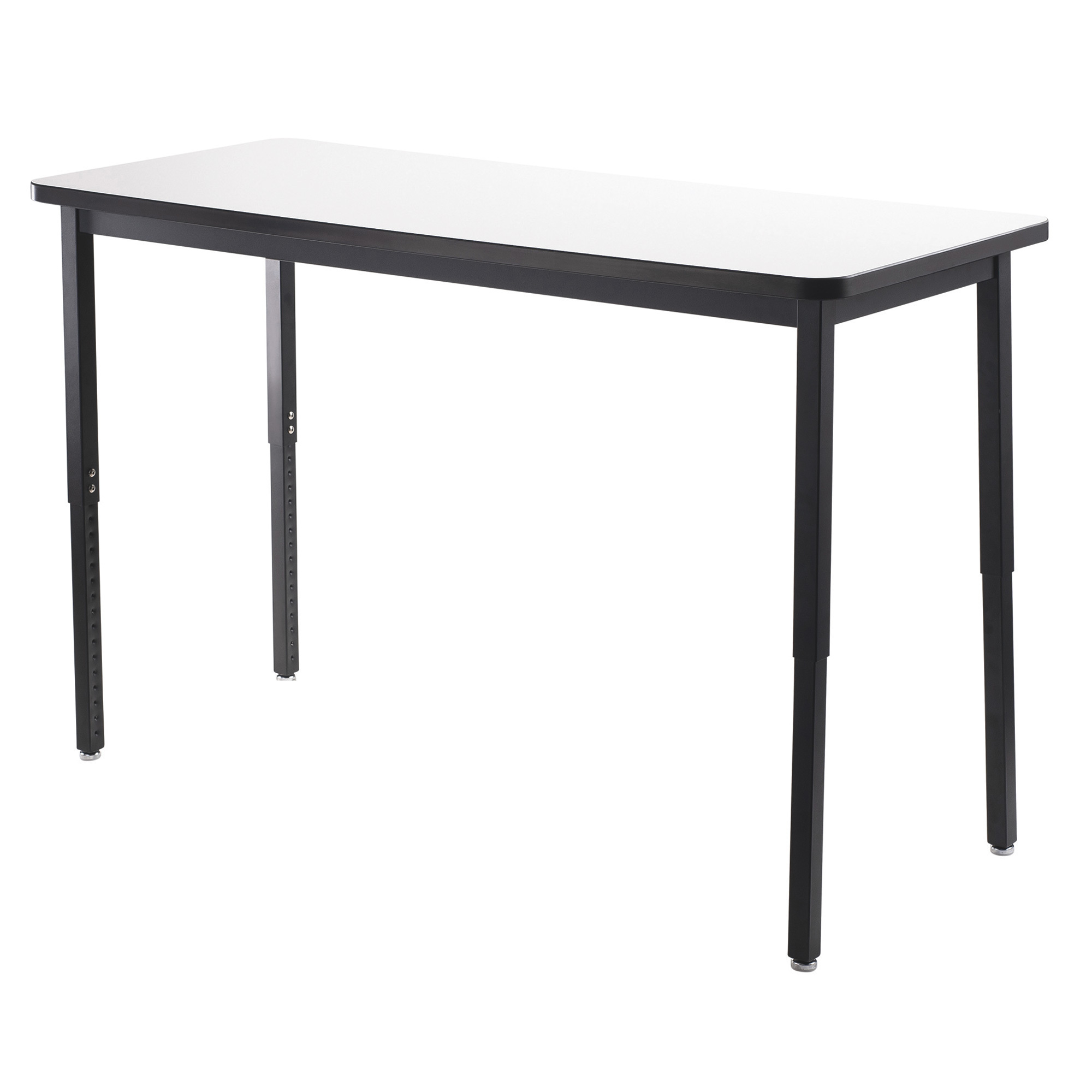 National Public Seating Corp. Heavy-Duty Adjustable Height Table, High Pressure White Laminate, 30in.W x 72in.L x 22 1/4in. to 37 1/4in.H, Model# HDT3-3072W