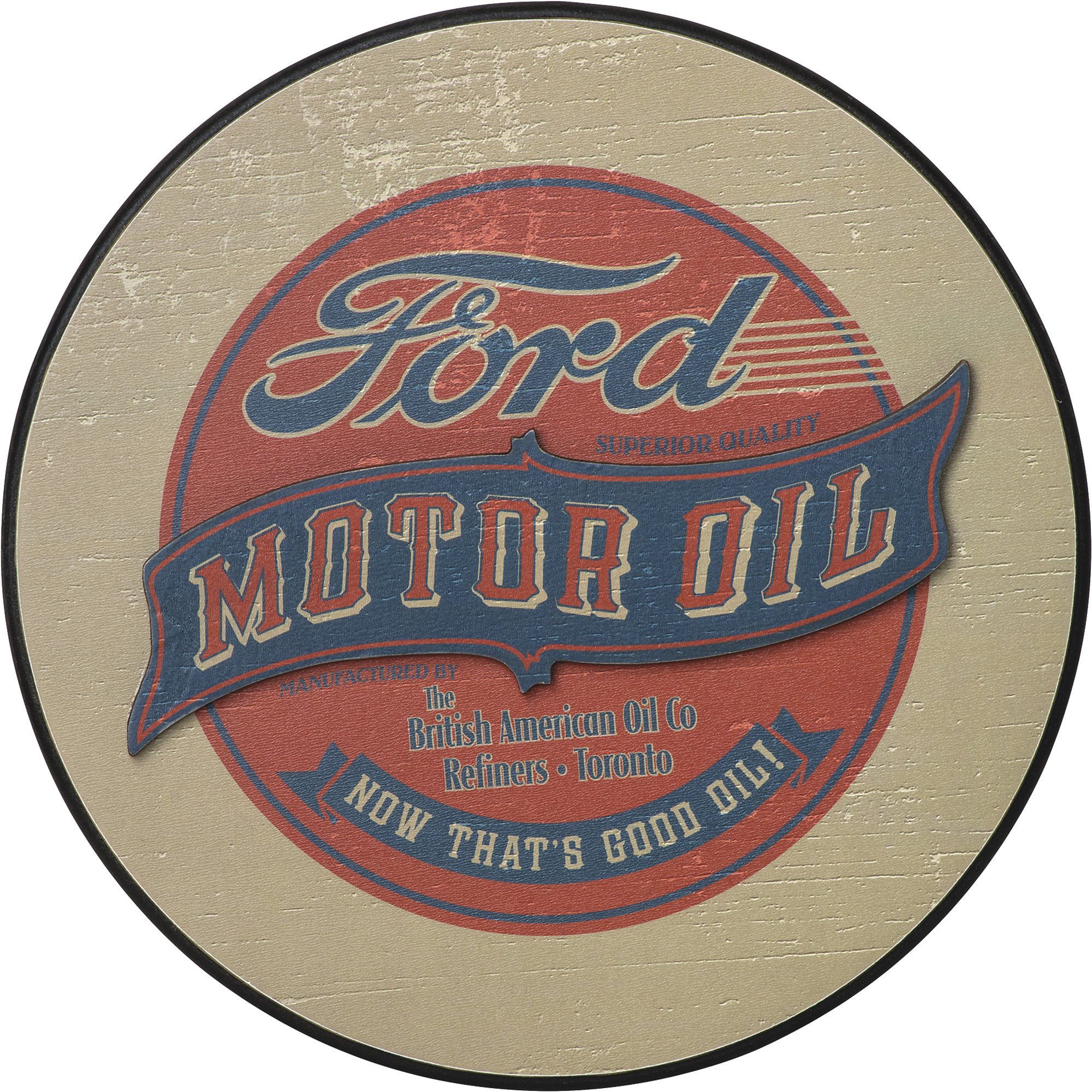 Ford Motor Oil 12in. Round Pub Sign, Model# FRD-45302